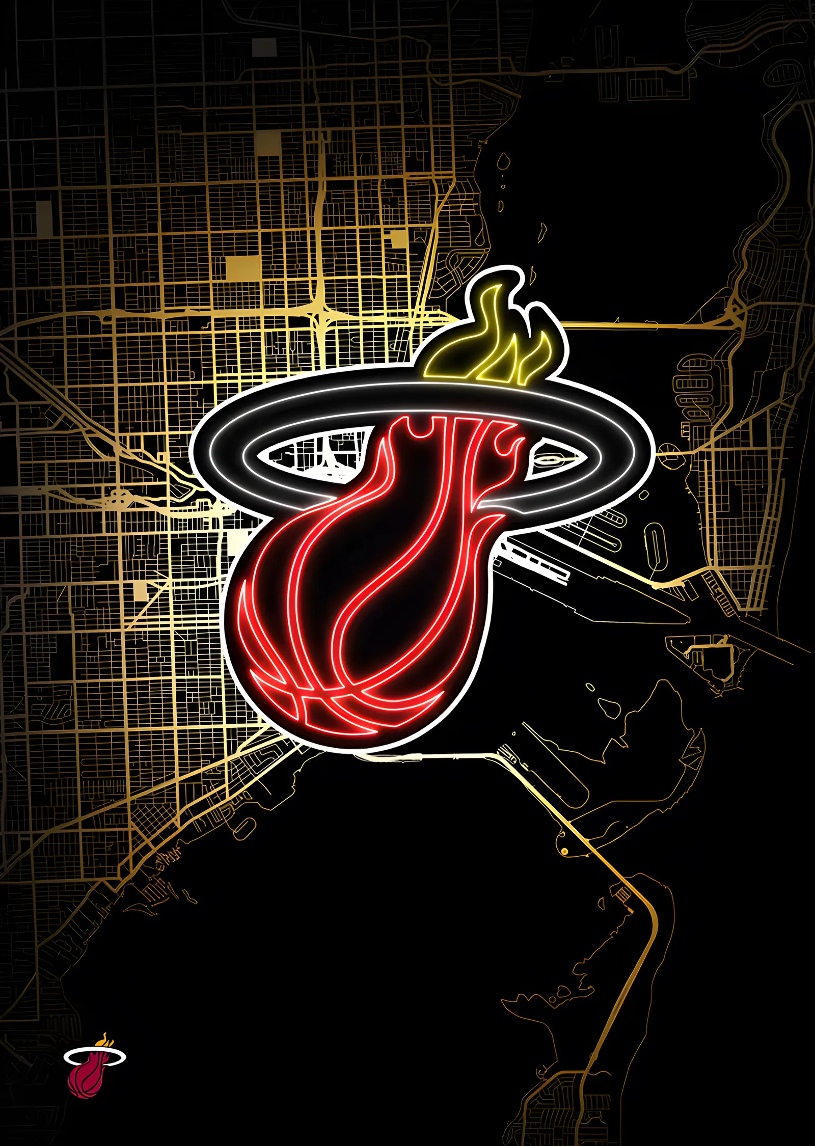 Miami Heat - Şehir Haritası metal tablo