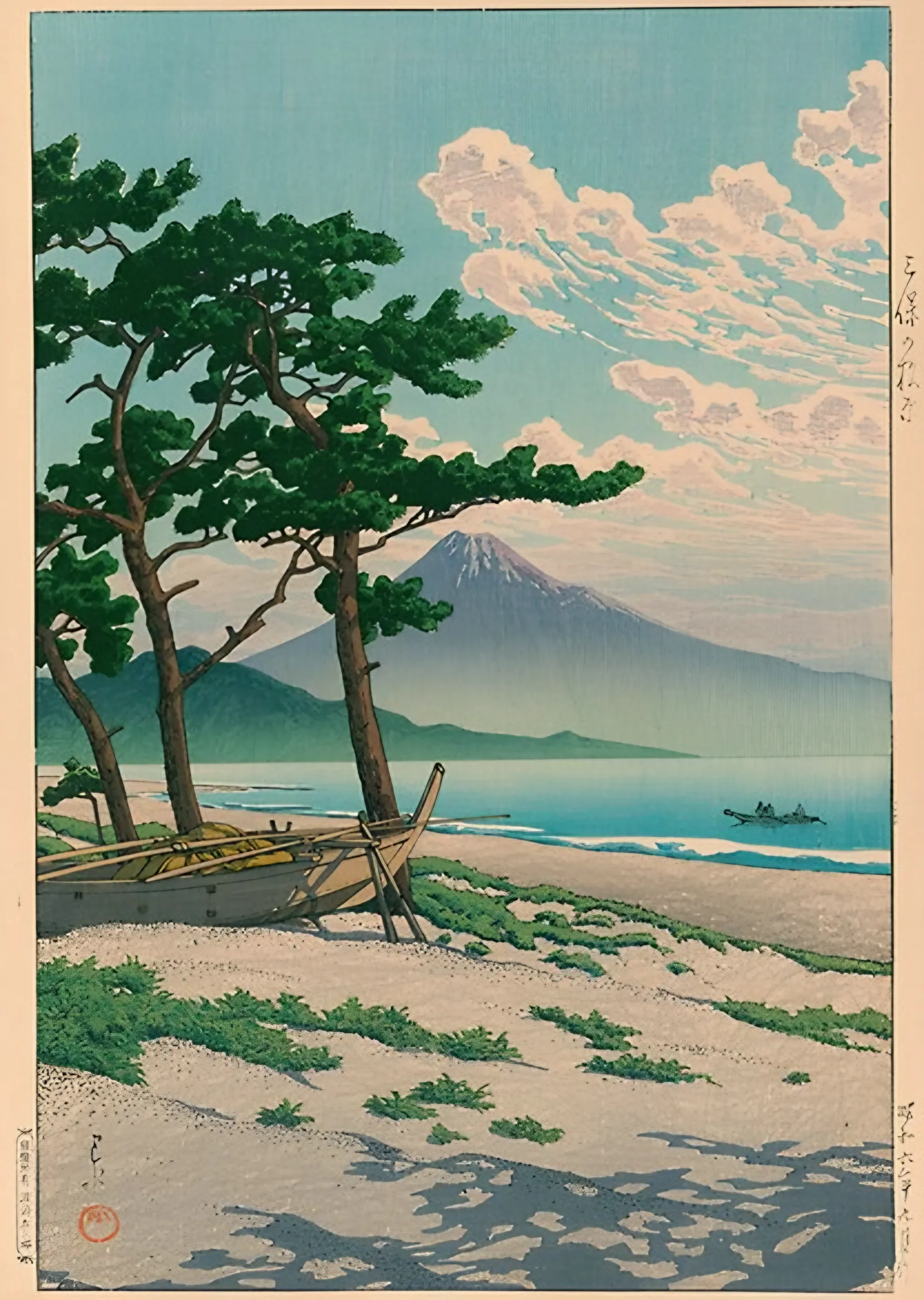 Miho'da Çam Sahili - Kawase Hasui metal tablo