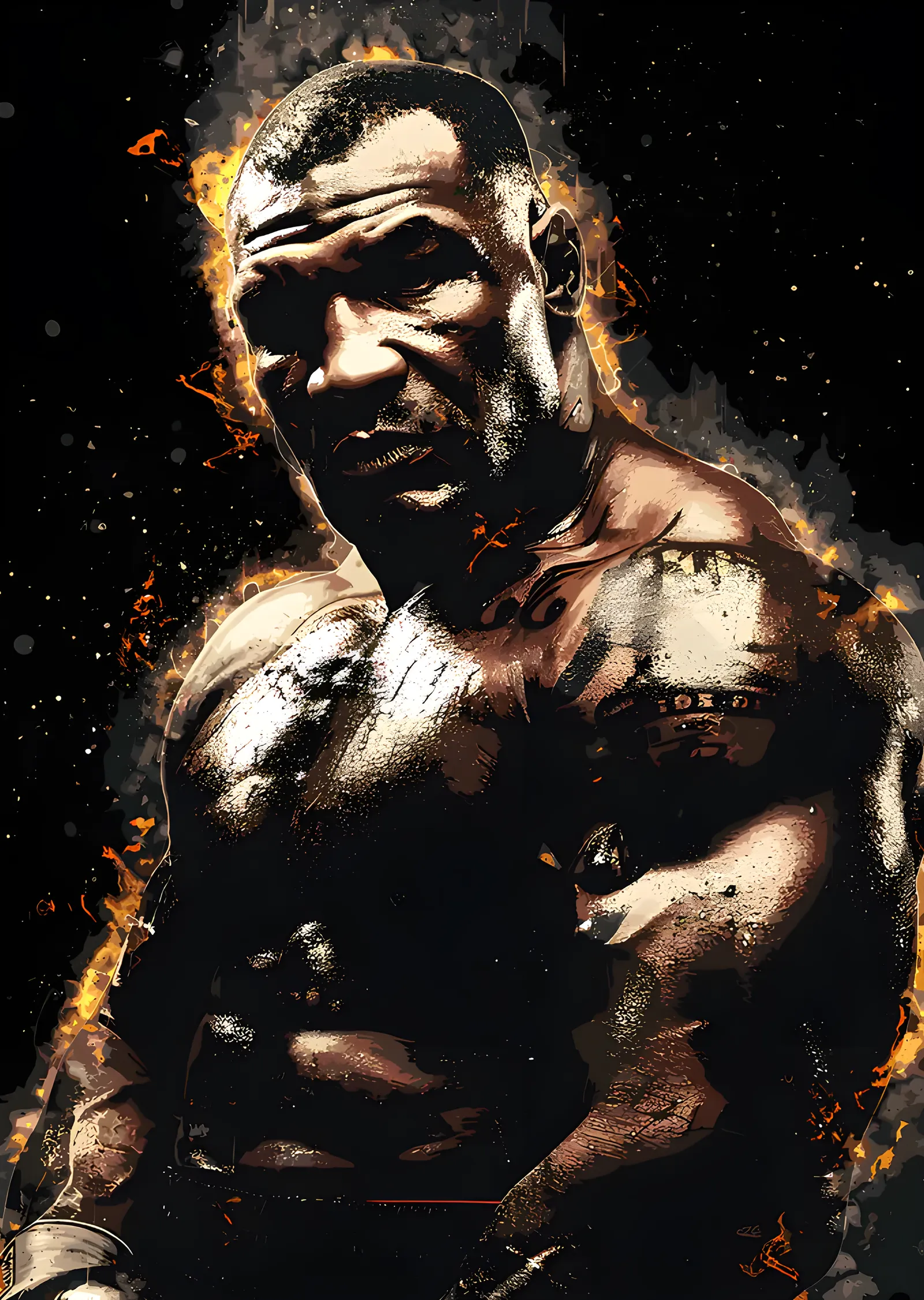 Mike Tyson - Alevli Portre metal tablo
