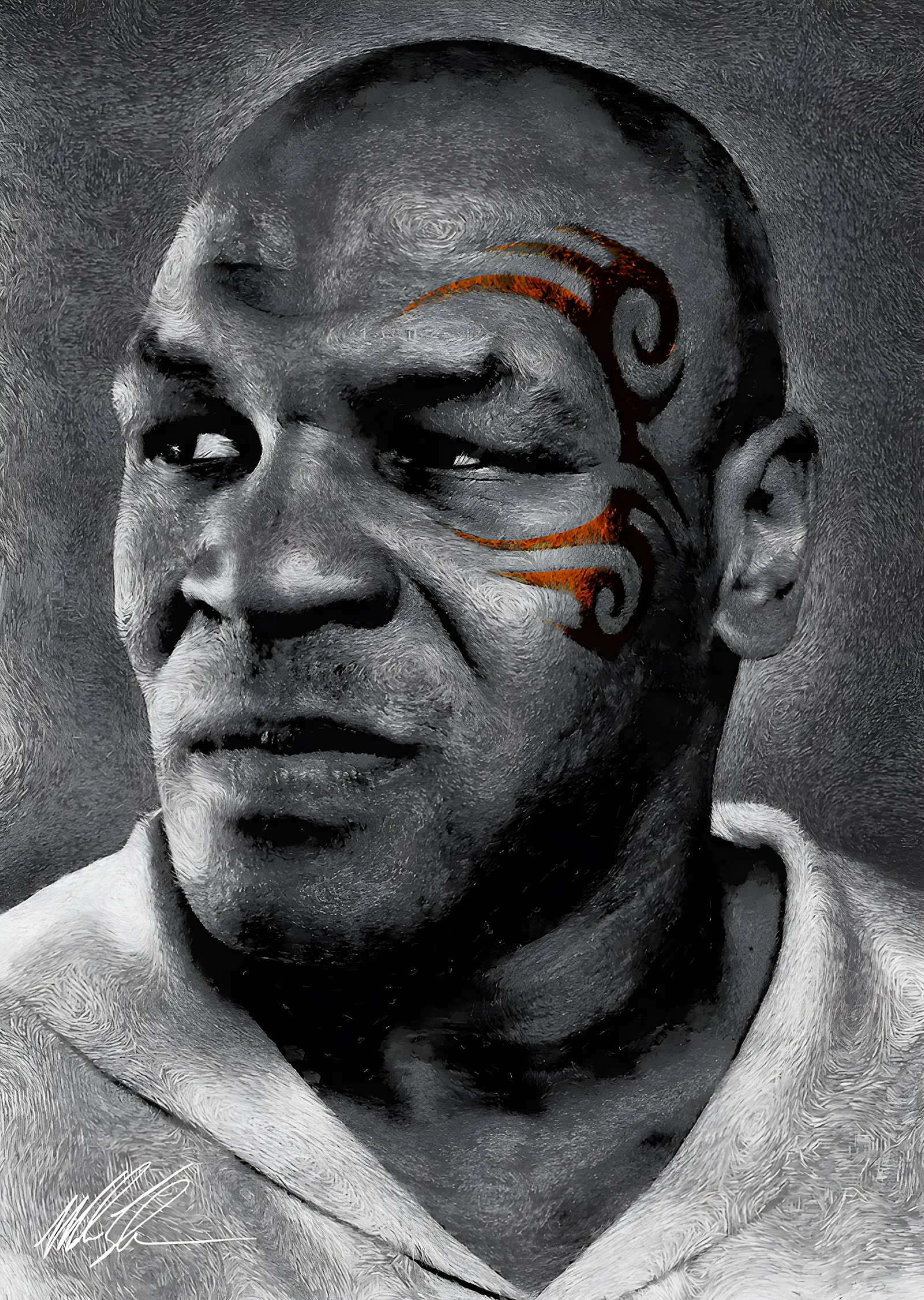 Mike Tyson - Dövmeli Portre metal tablo