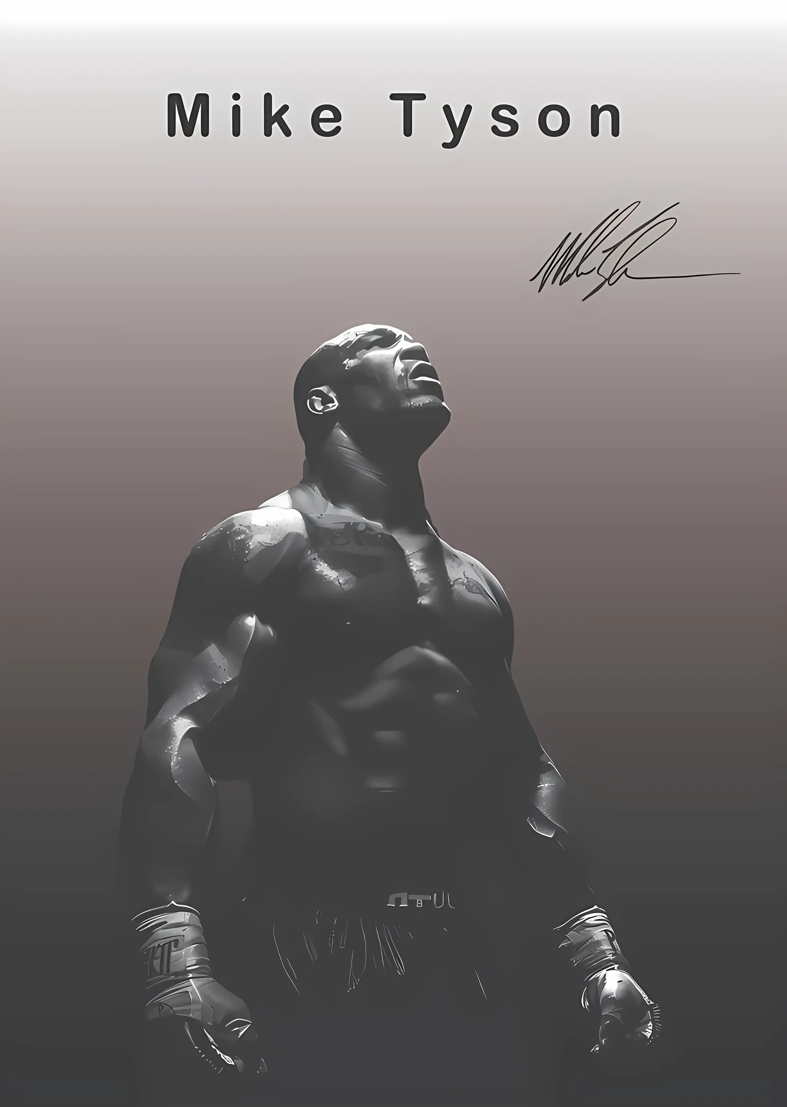 Mike Tyson - Gri Portre metal tablo