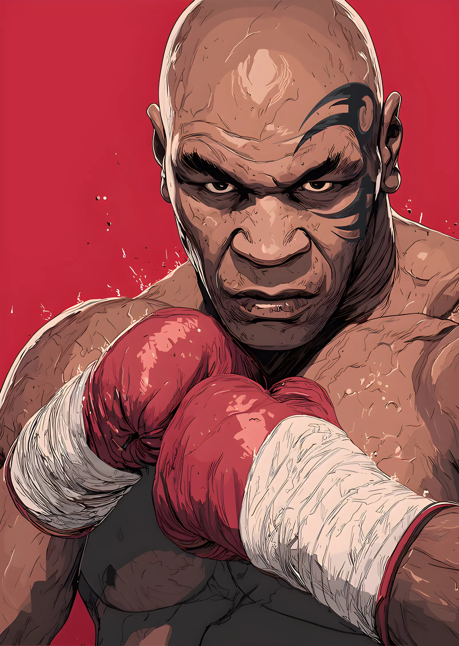 Mike Tyson - Kızıl Zemin metal tablo
