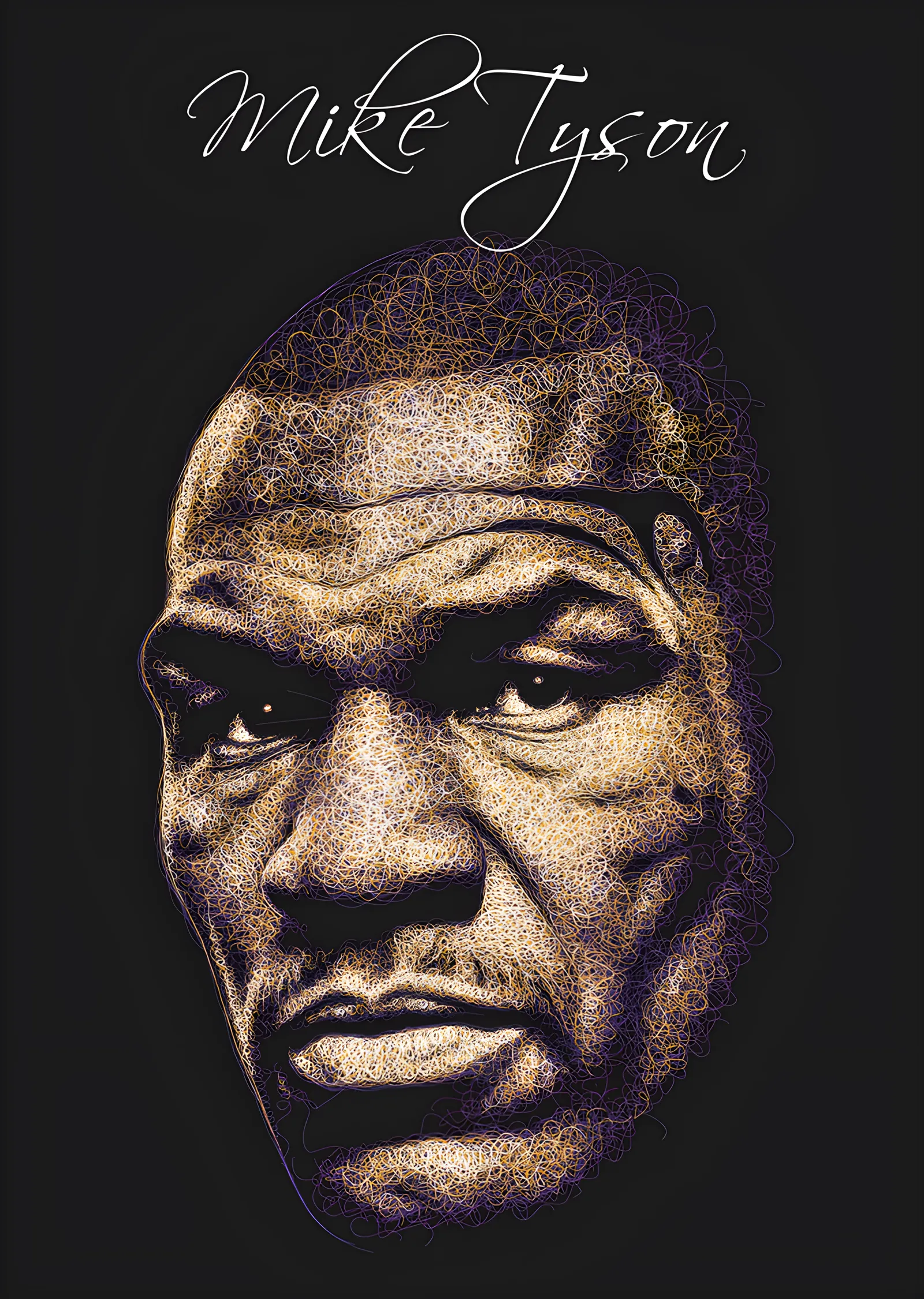 Mike Tyson - Nokta Portre metal tablo