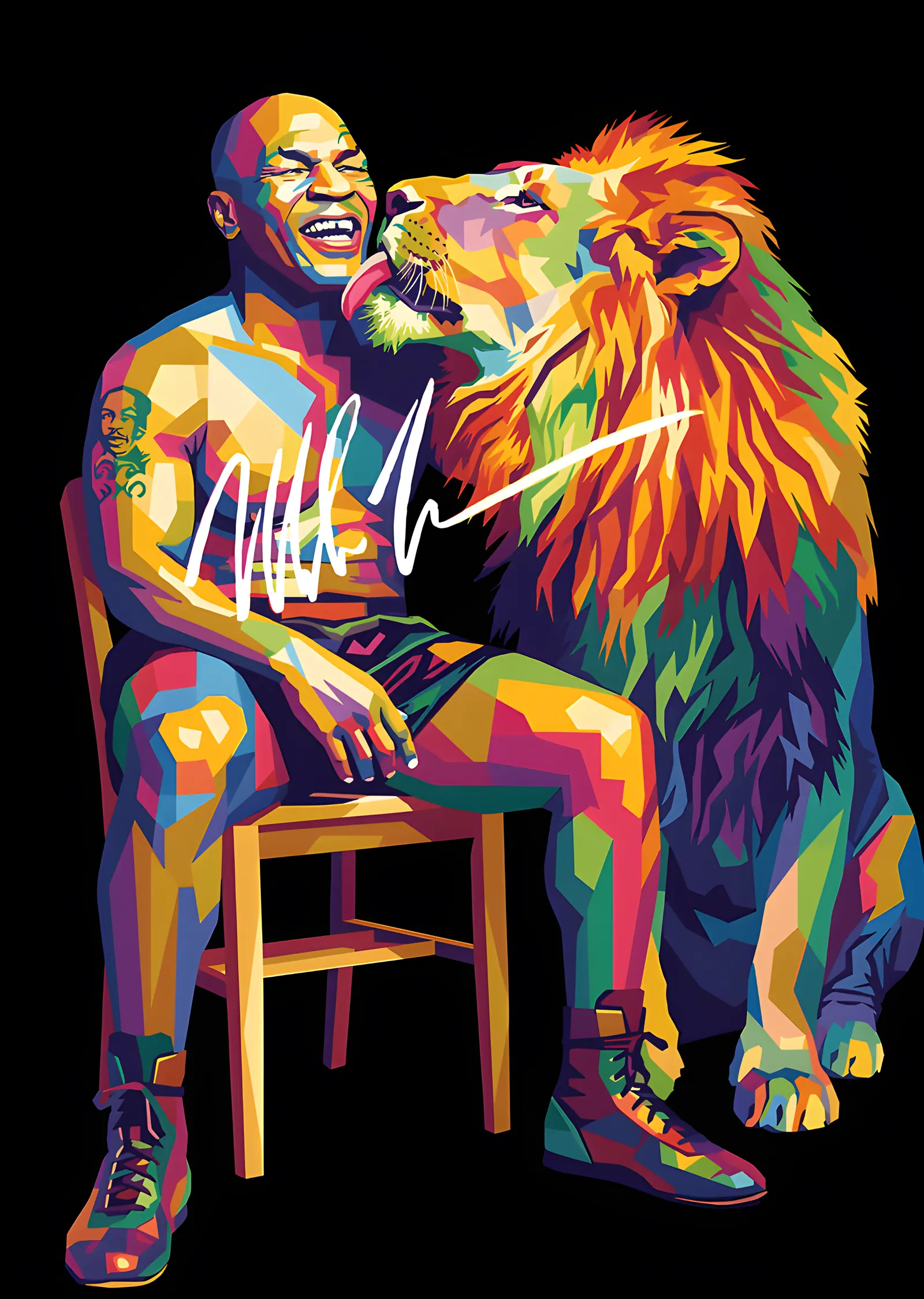Mike Tyson - Renkli Aslan metal tablo