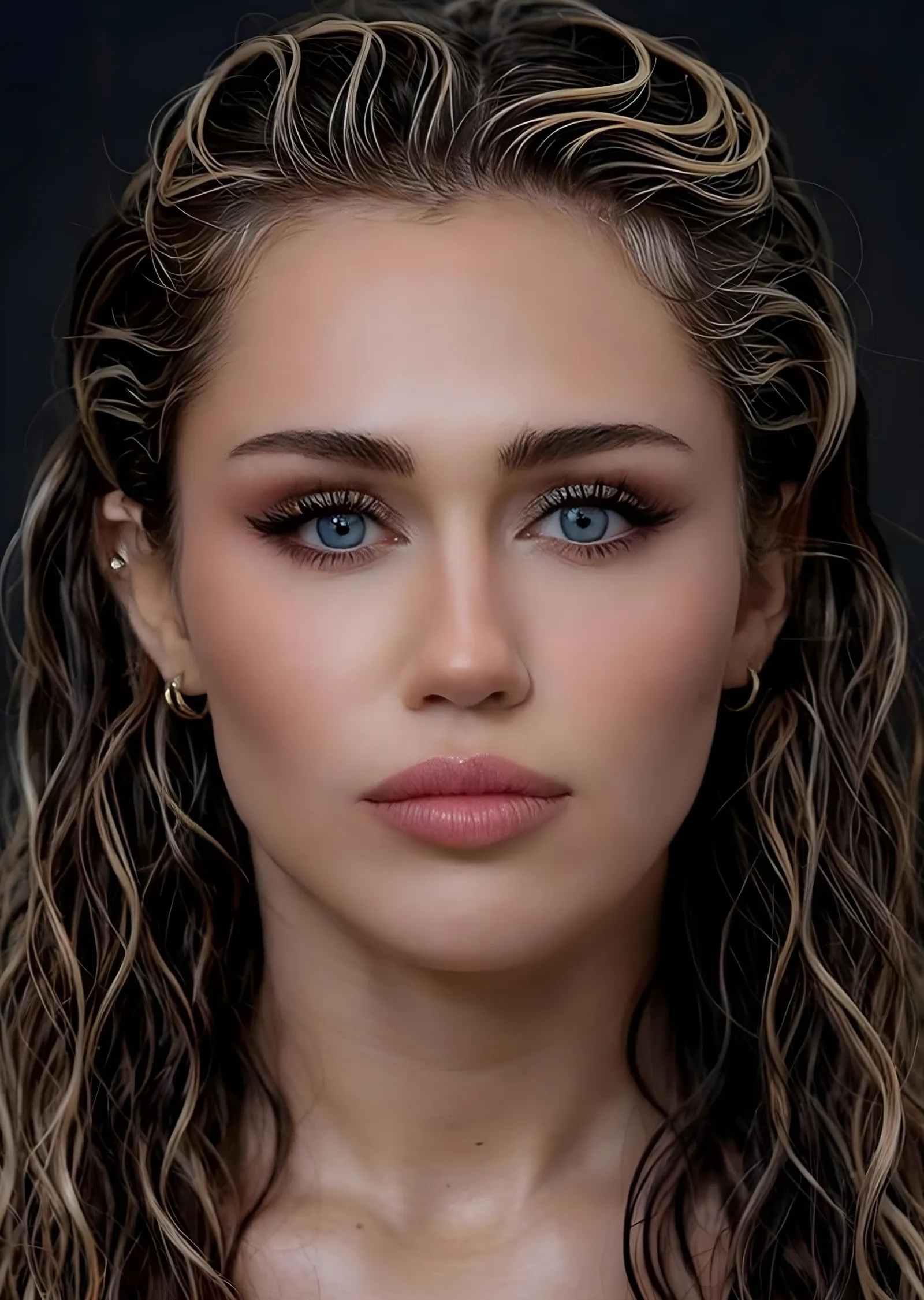 Miley Cyrus: Dijital Yakın Plan Portre metal tablo