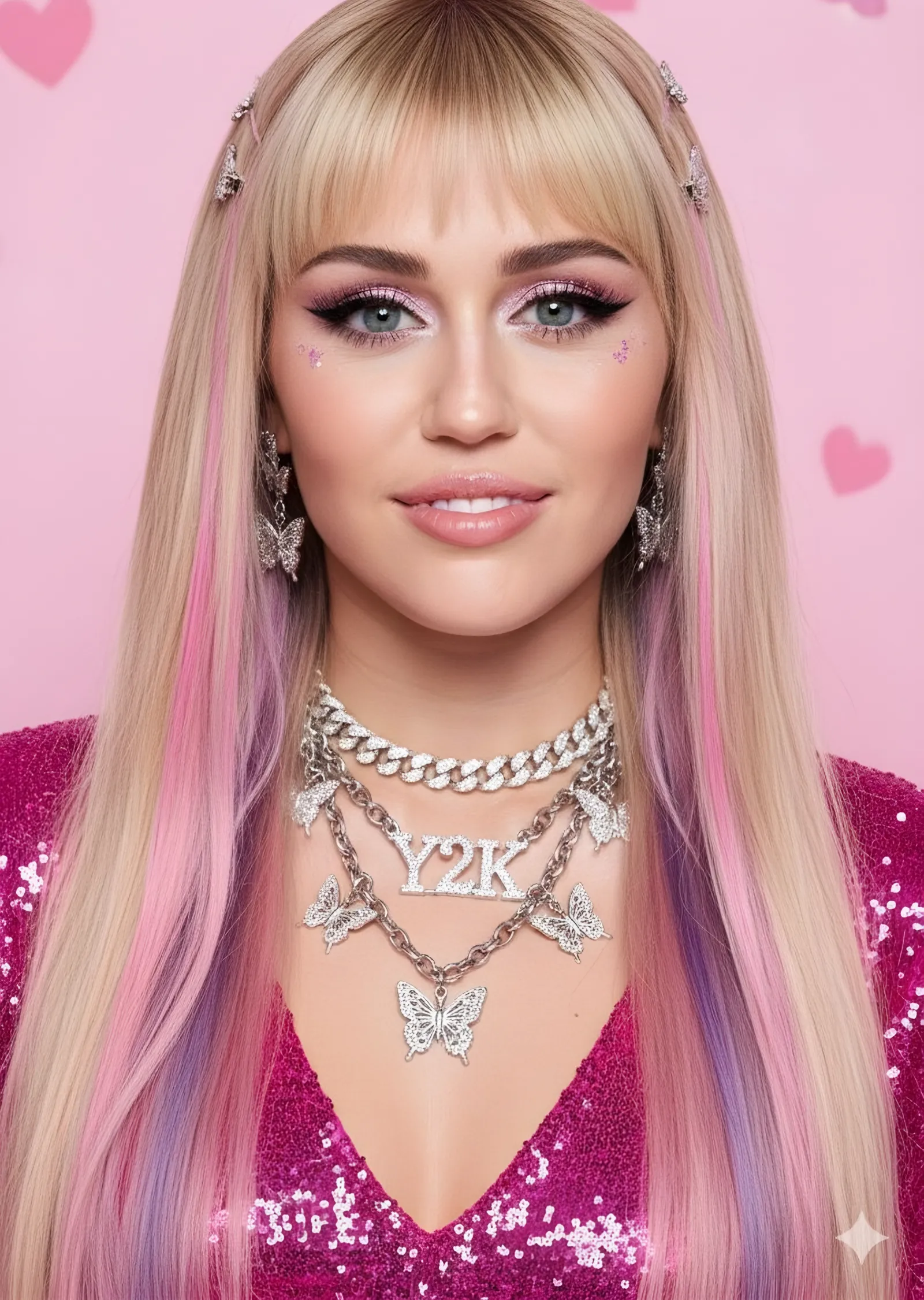 Miley Cyrus: Y2K Kolyeli Portre metal tablo