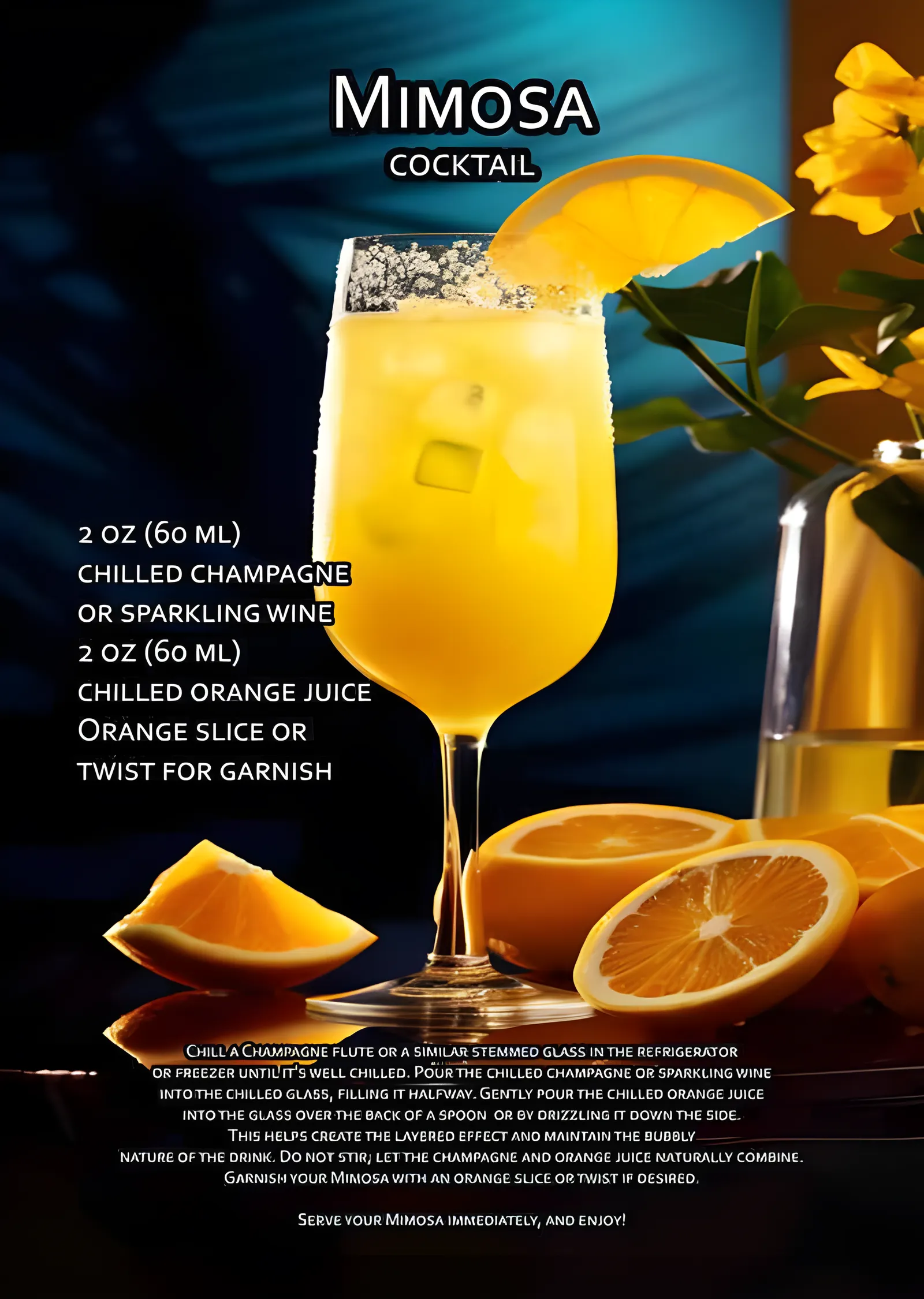 Mimosa Kokteyli - Tarif Kartı metal tablo