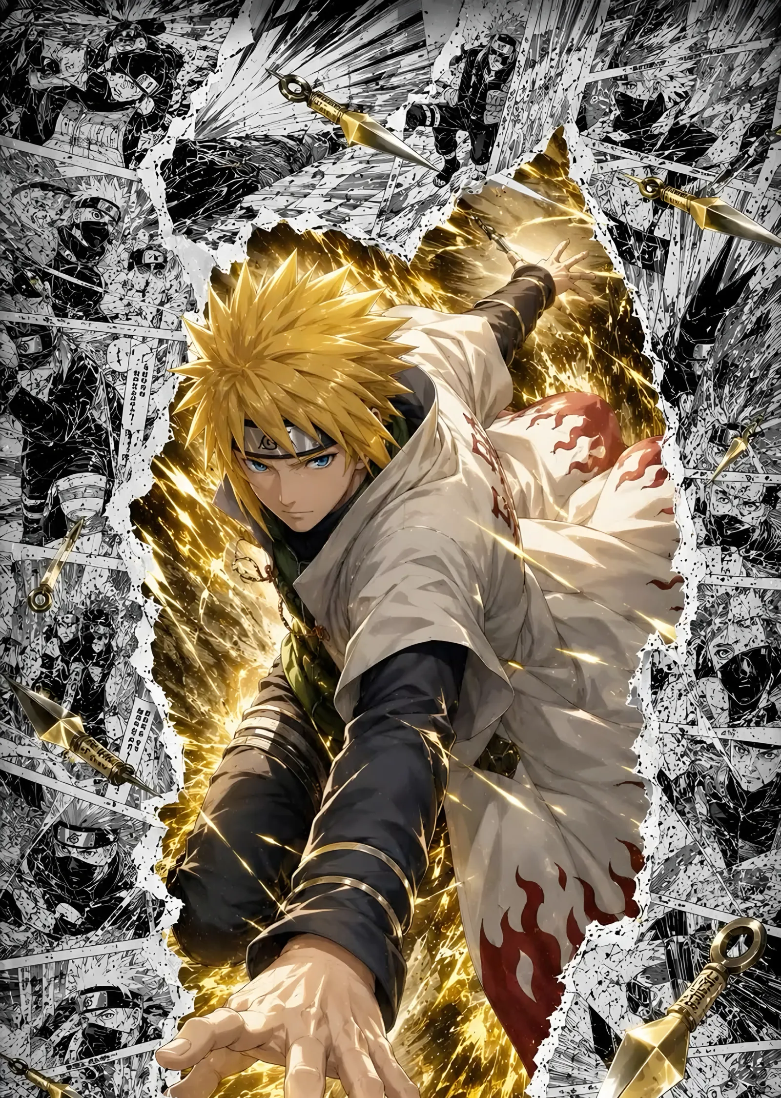 Minato Namikaze - Manga Kolajı metal tablo