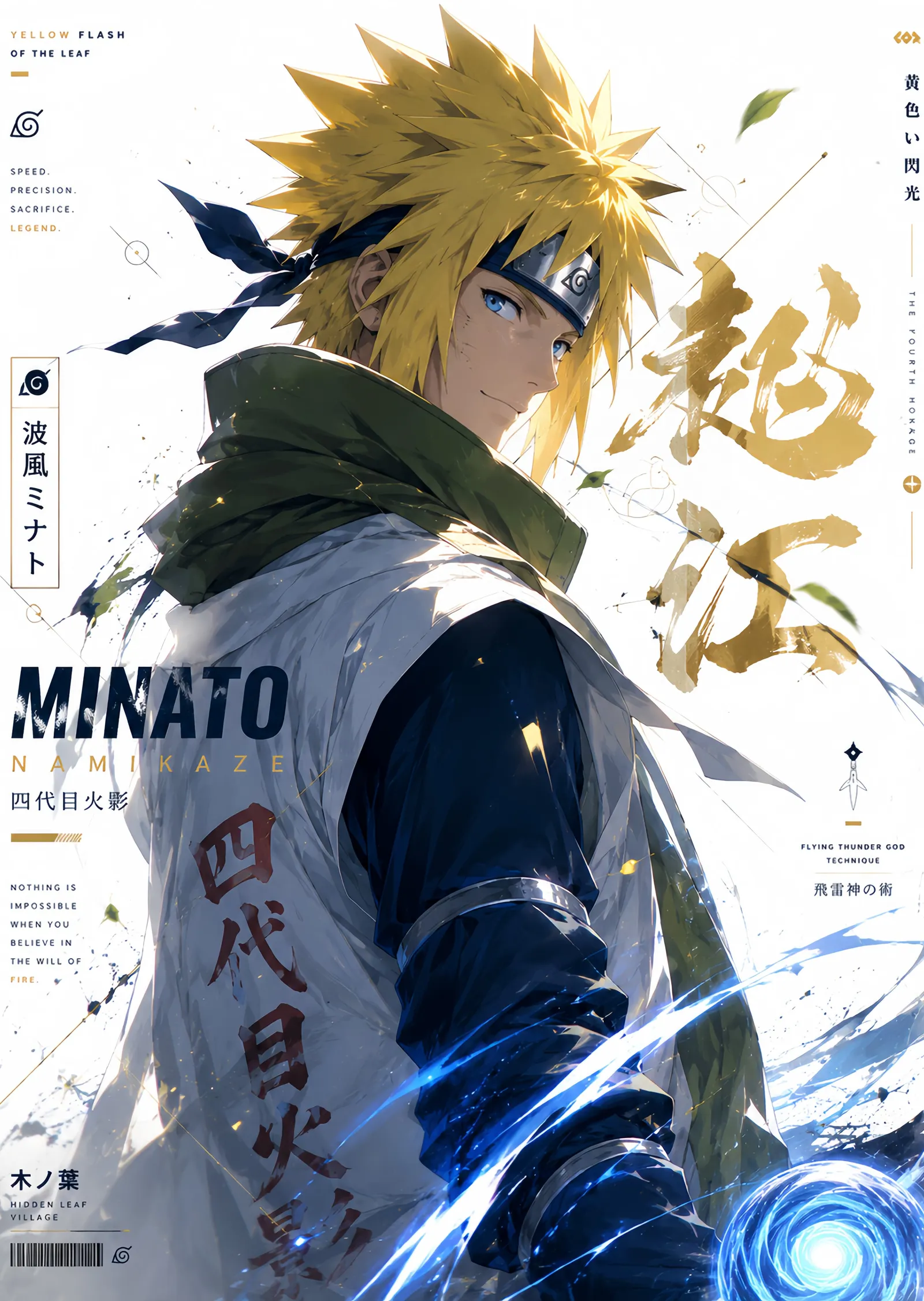 Minato Namikaze - Rasengan ve Kanji metal tablo