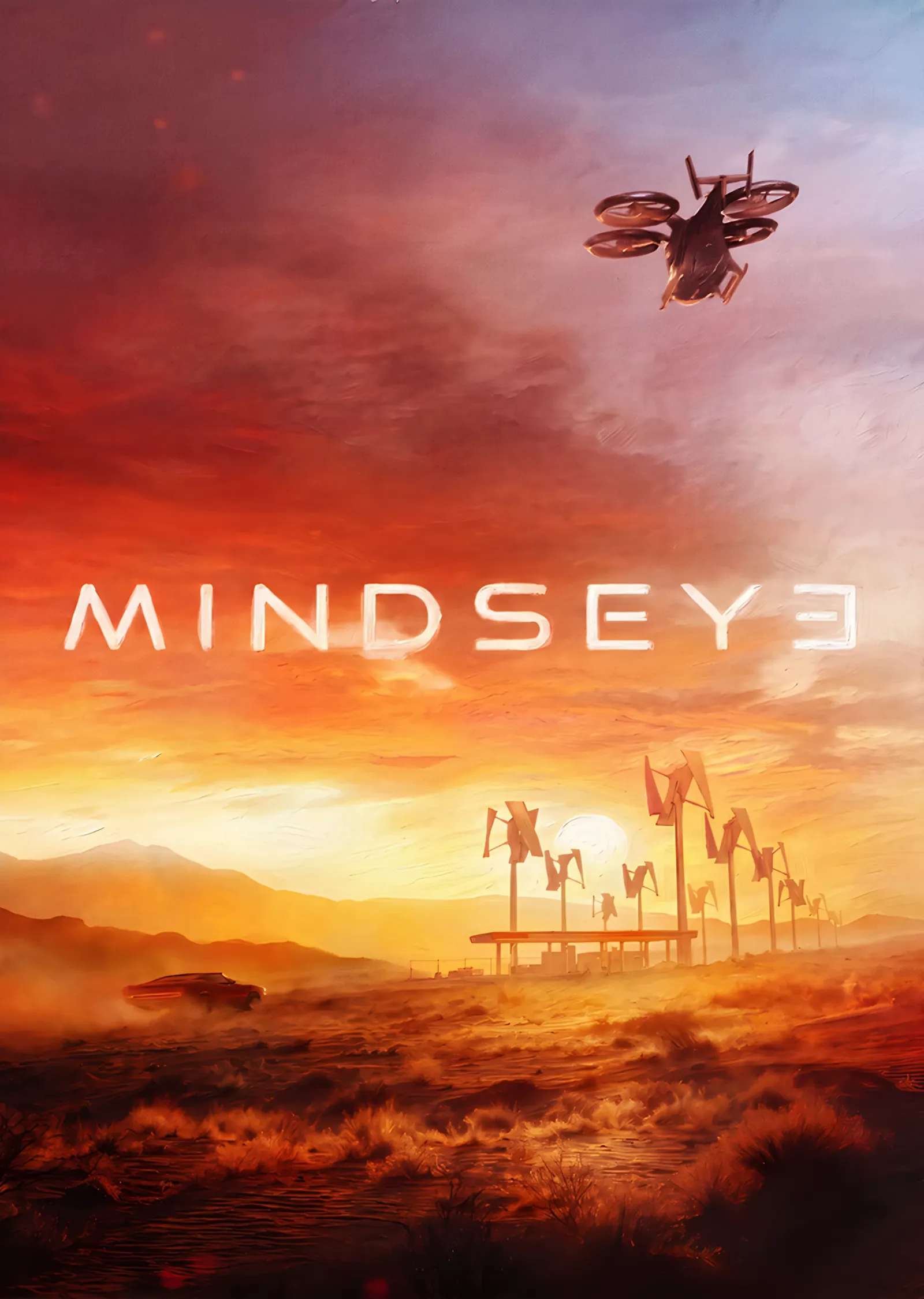 MindsEye: Turuncu Şafakta Drone Kulesi metal tablo