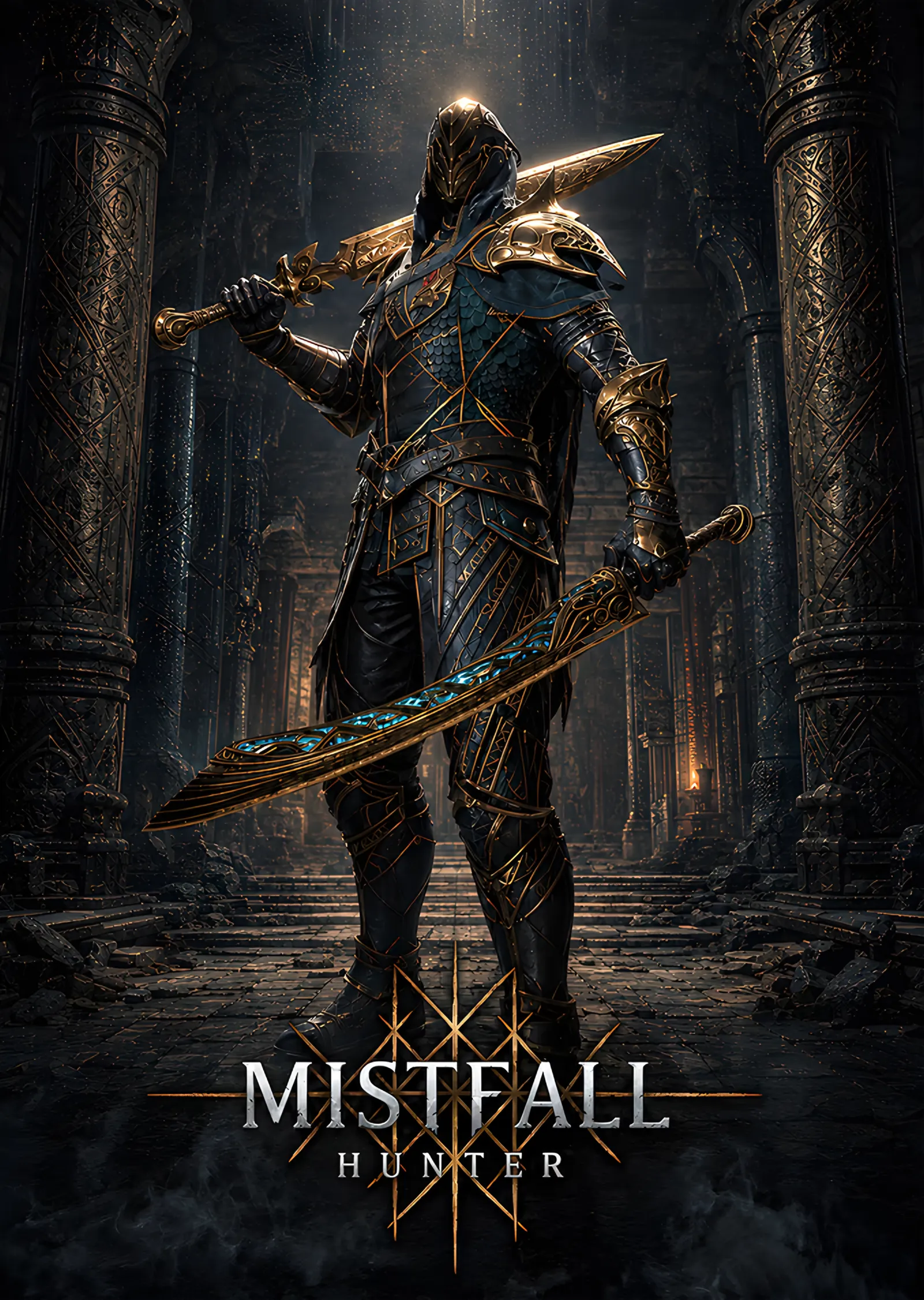 Mistfall Hunter: Sütunlar Arasında Avcı metal tablo