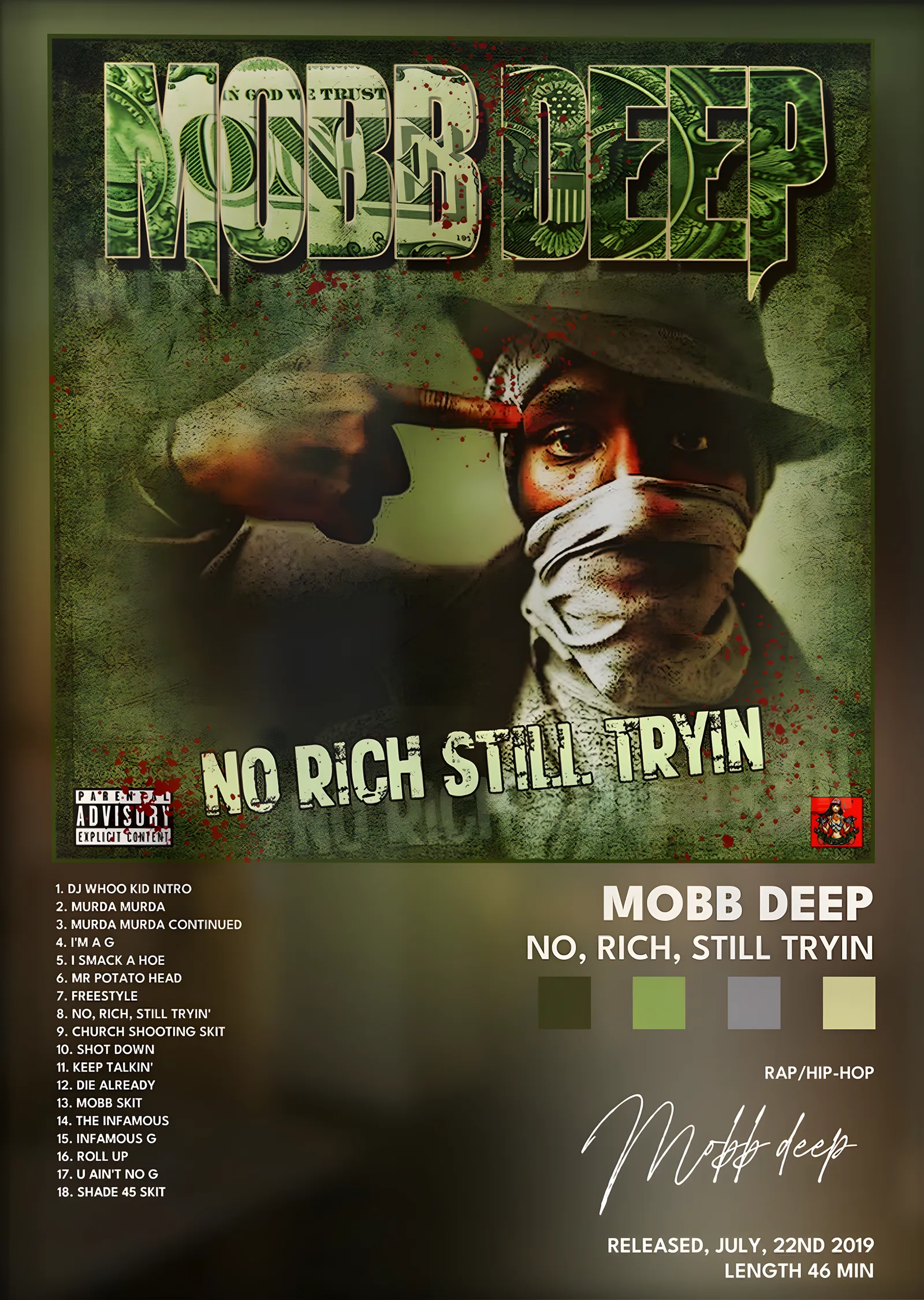Mobb Deep: No, Rich, Still Tryin metal tablo
