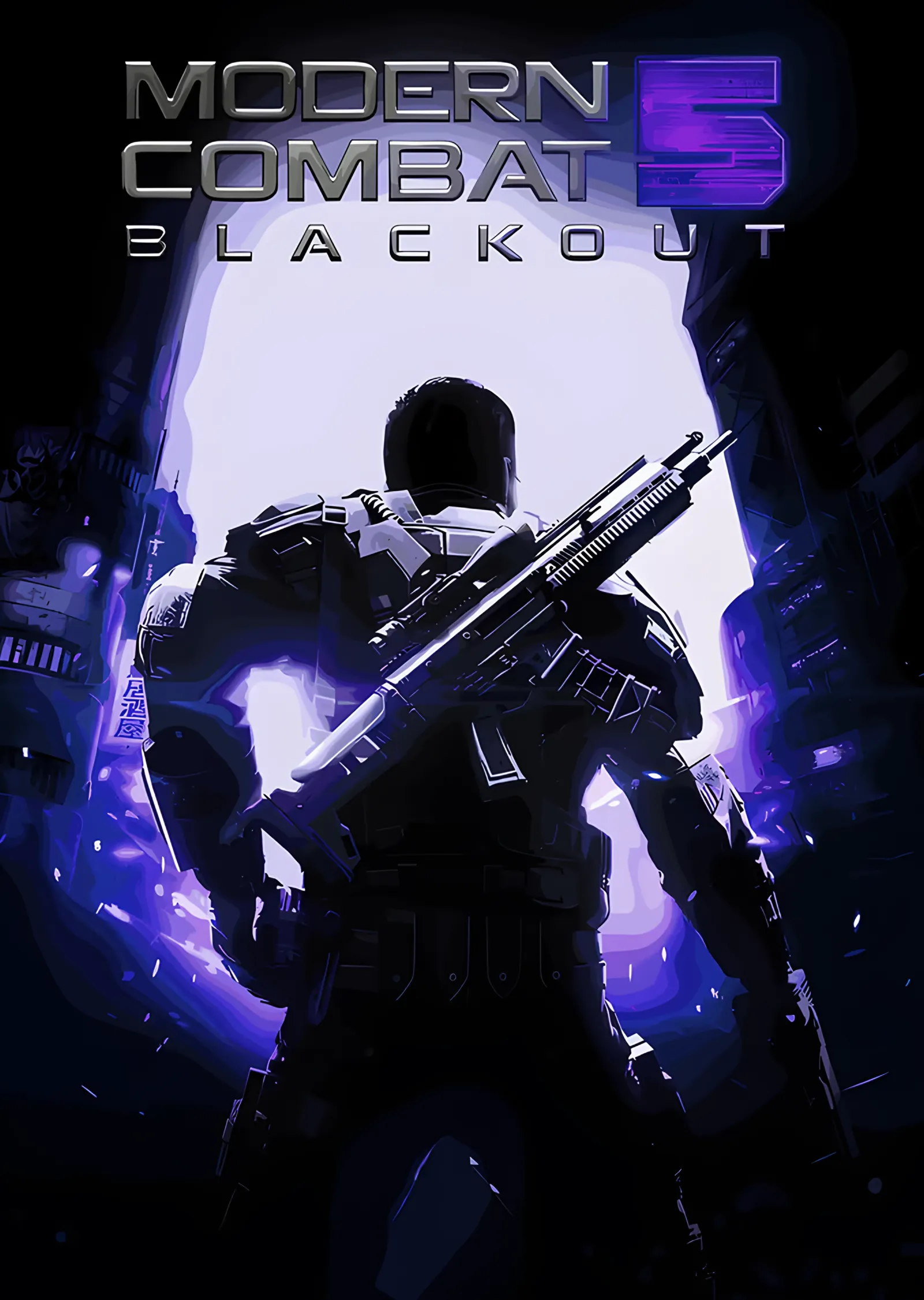 Modern Combat 5: Mor Işıkta Sırt Dönük Asker metal tablo