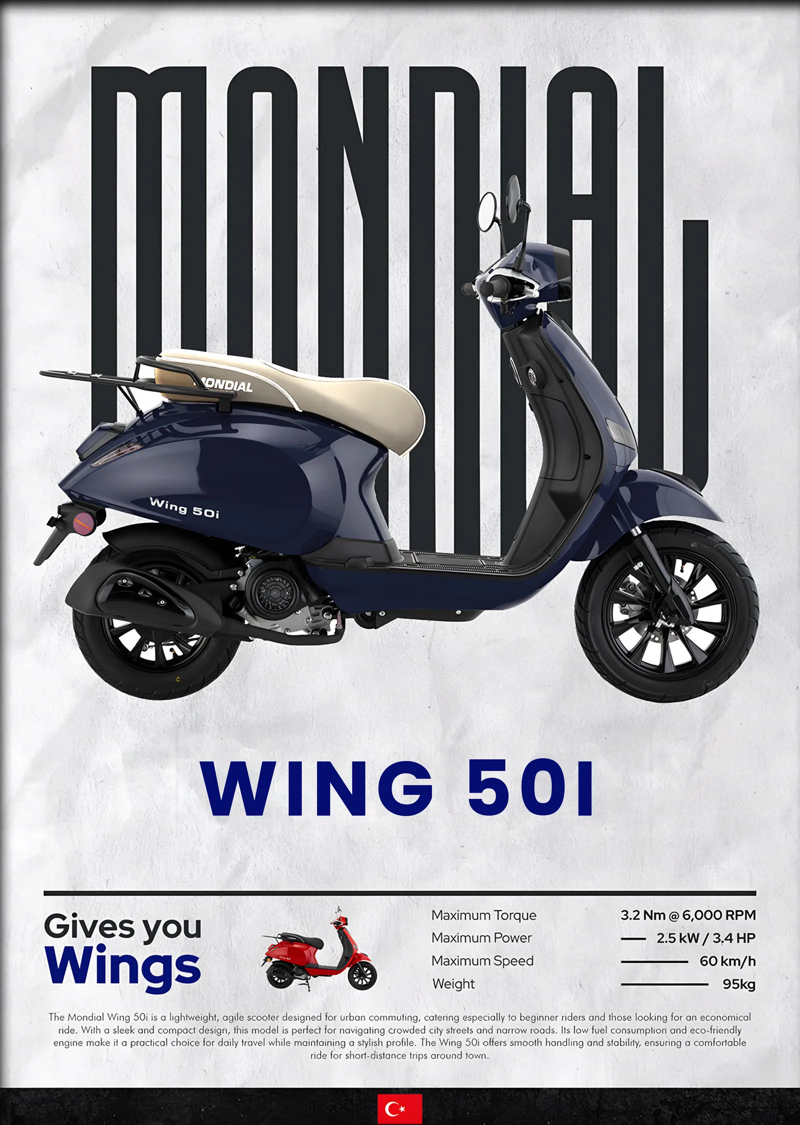 Mondial Wing 50i metal tablo