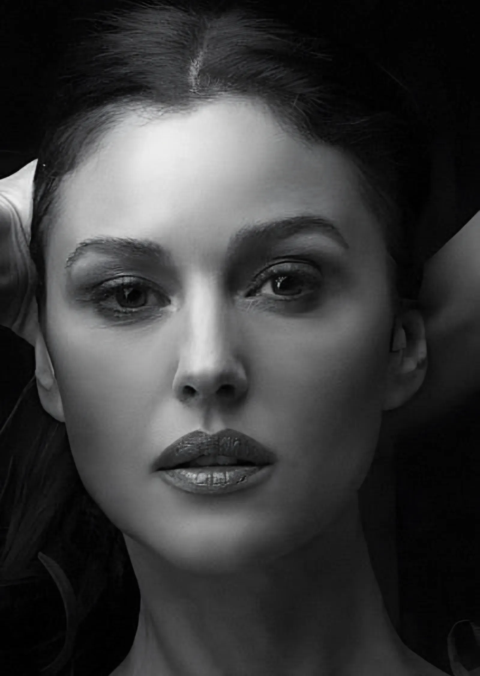 Monica Bellucci: Siyah Beyaz Yakın Plan metal tablo