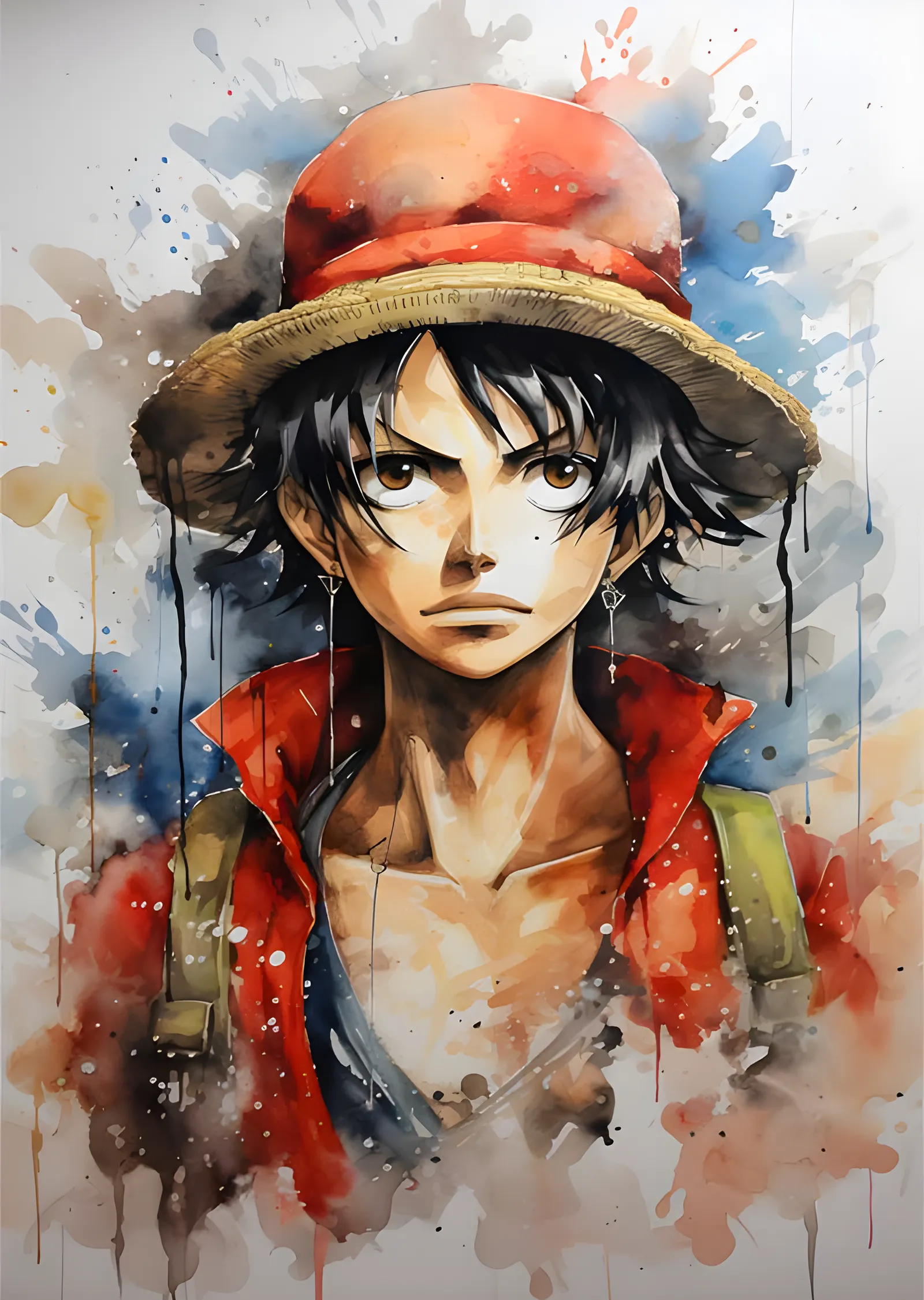 Monkey D. Luffy - Suluboya Hasır Şapka metal tablo