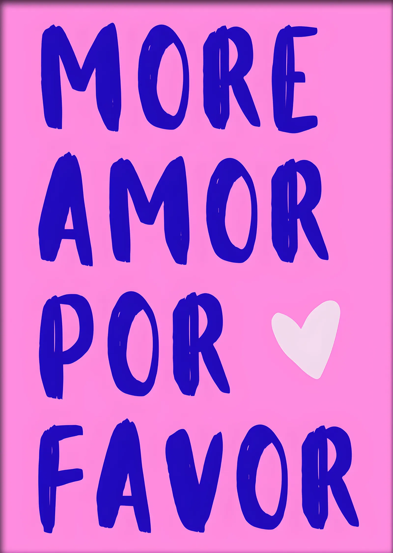 More Amor Por Favor Lacivert metal tablo