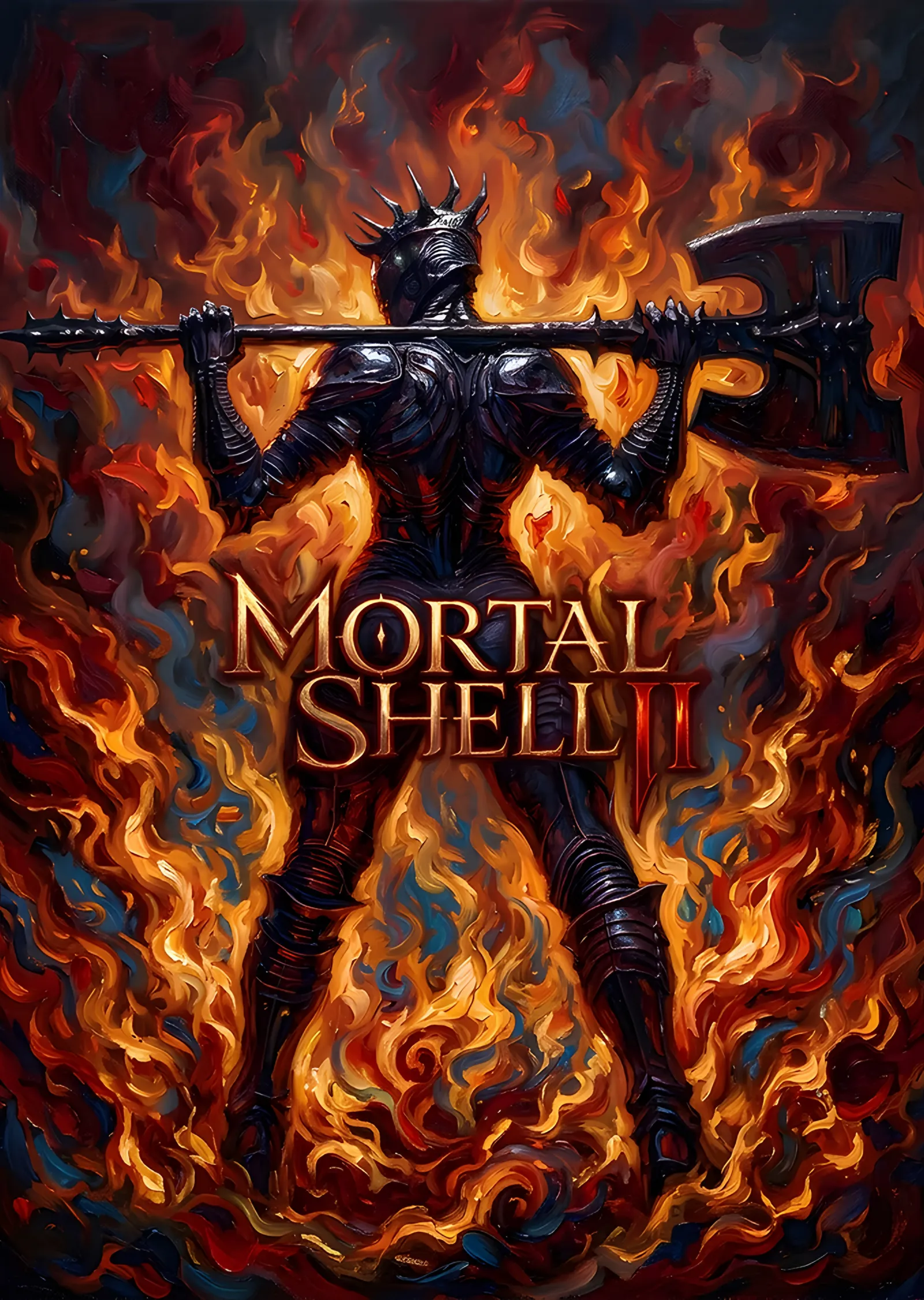 Mortal Shell II: Alev Duvarında Taçlı Figür metal tablo