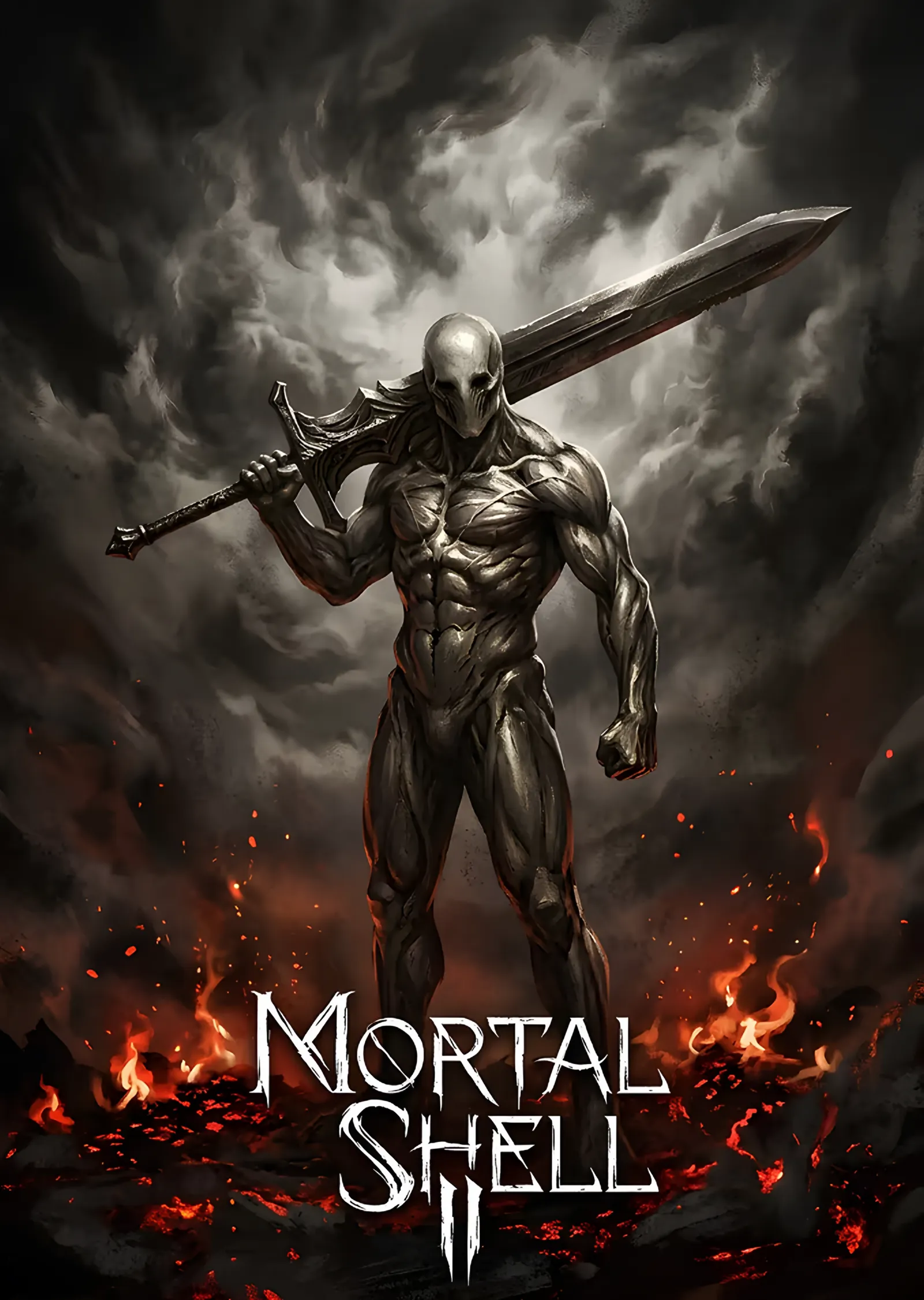 Mortal Shell II: Alevlerde Dev Savaşçı metal tablo