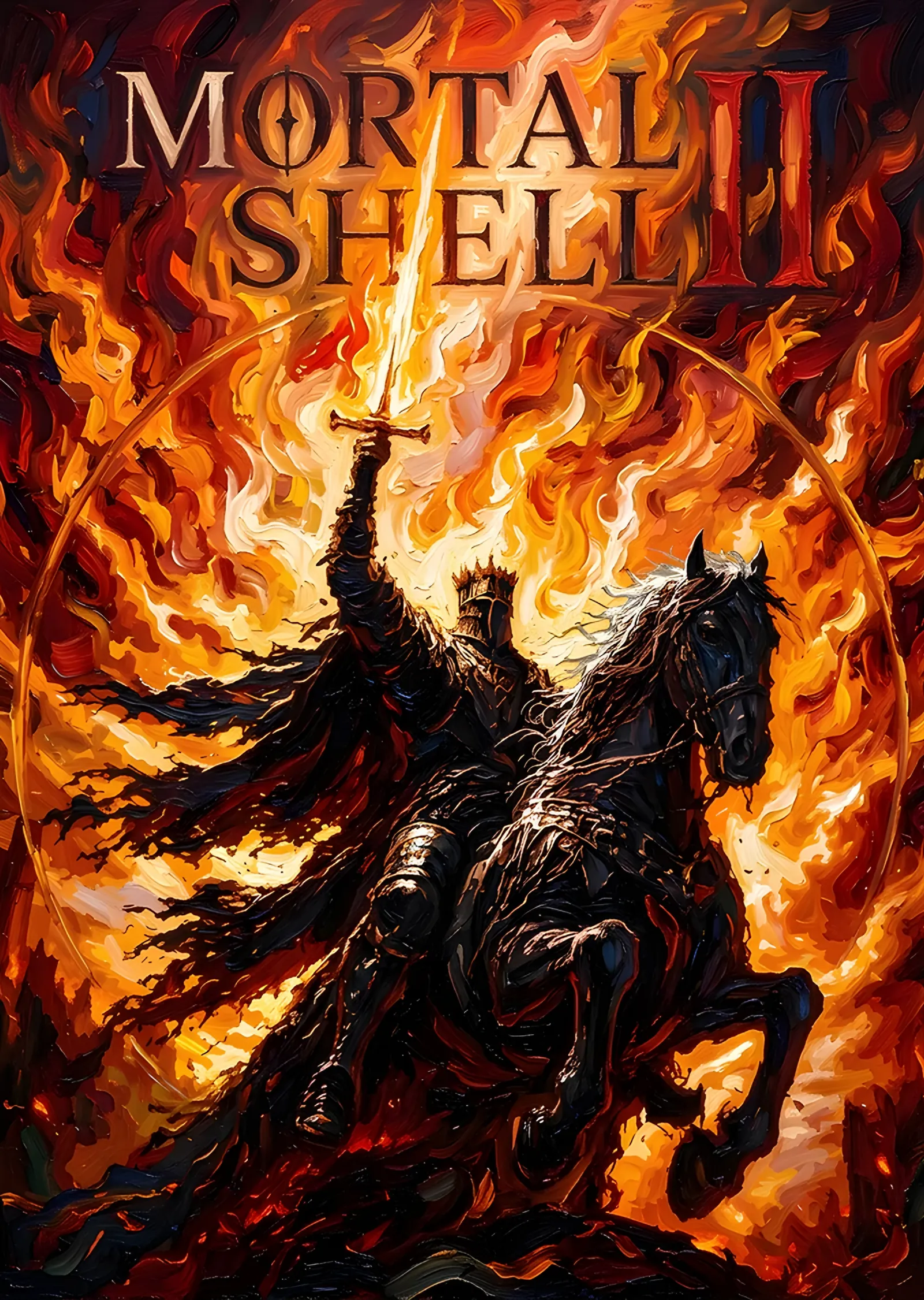 Mortal Shell II: Ateş Halkasında Atlı Savaşçı metal tablo