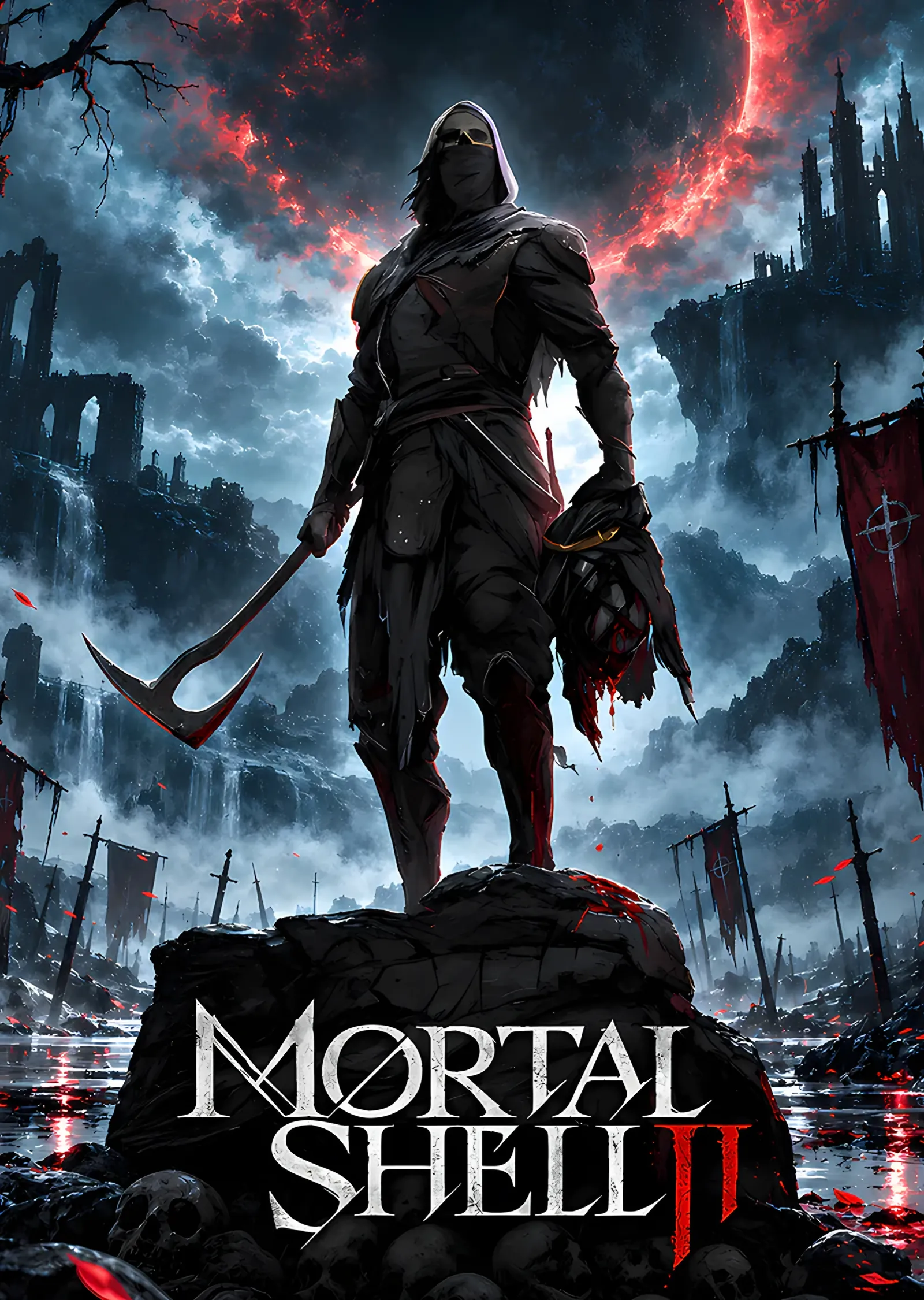 Mortal Shell II: Harabede Tırpanlı Kapüşonlu metal tablo