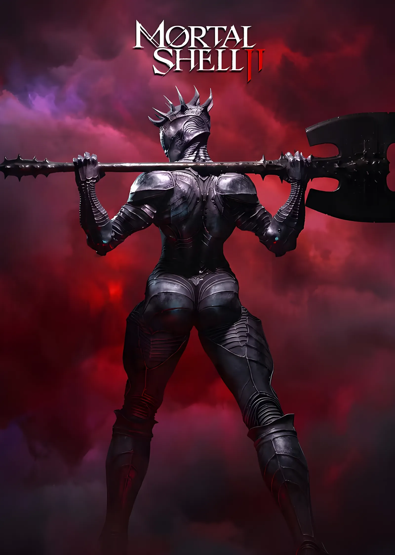 Mortal Shell II: Kızıl Gökte Taçlı Silüet metal tablo