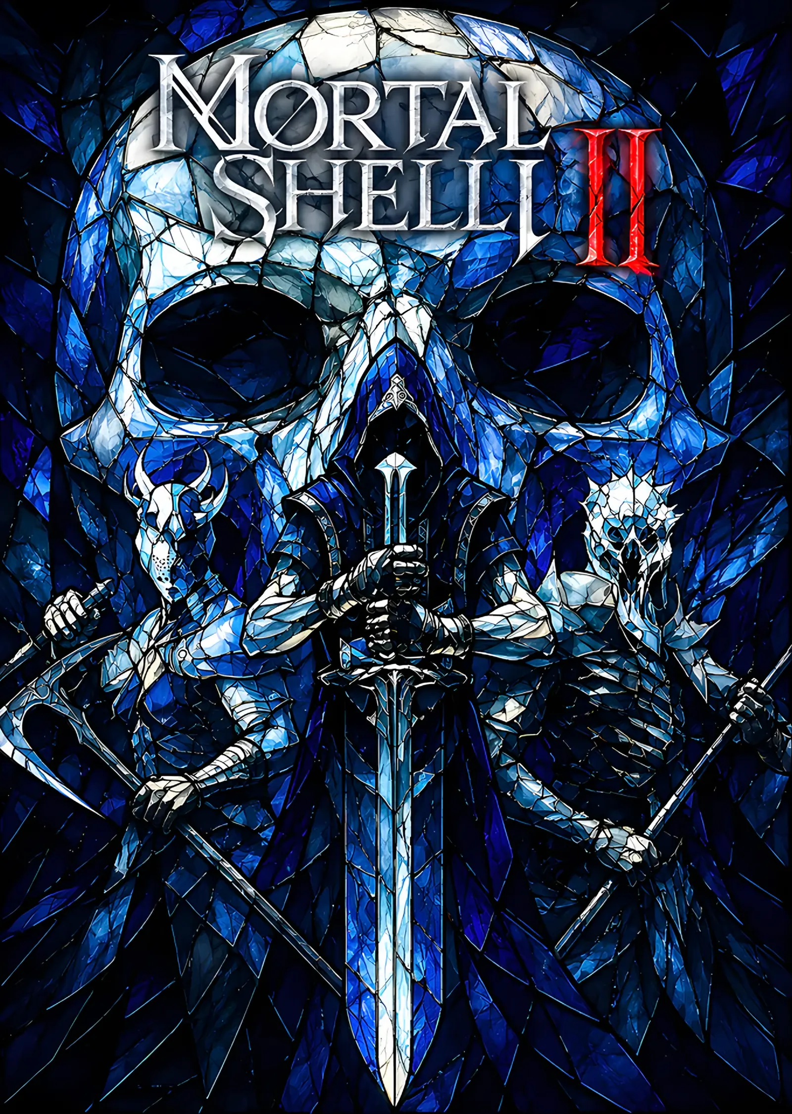 Mortal Shell II: Mavi Kristal Kafatası ve Kılıç metal tablo