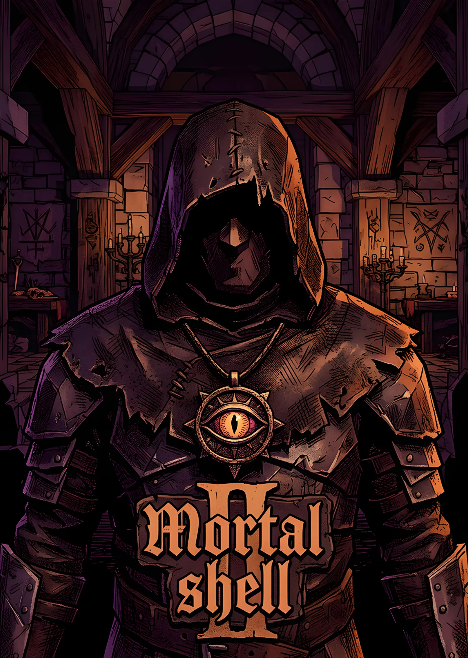 Mortal Shell II: Taş Nişte Kapüşonlu Figür metal tablo