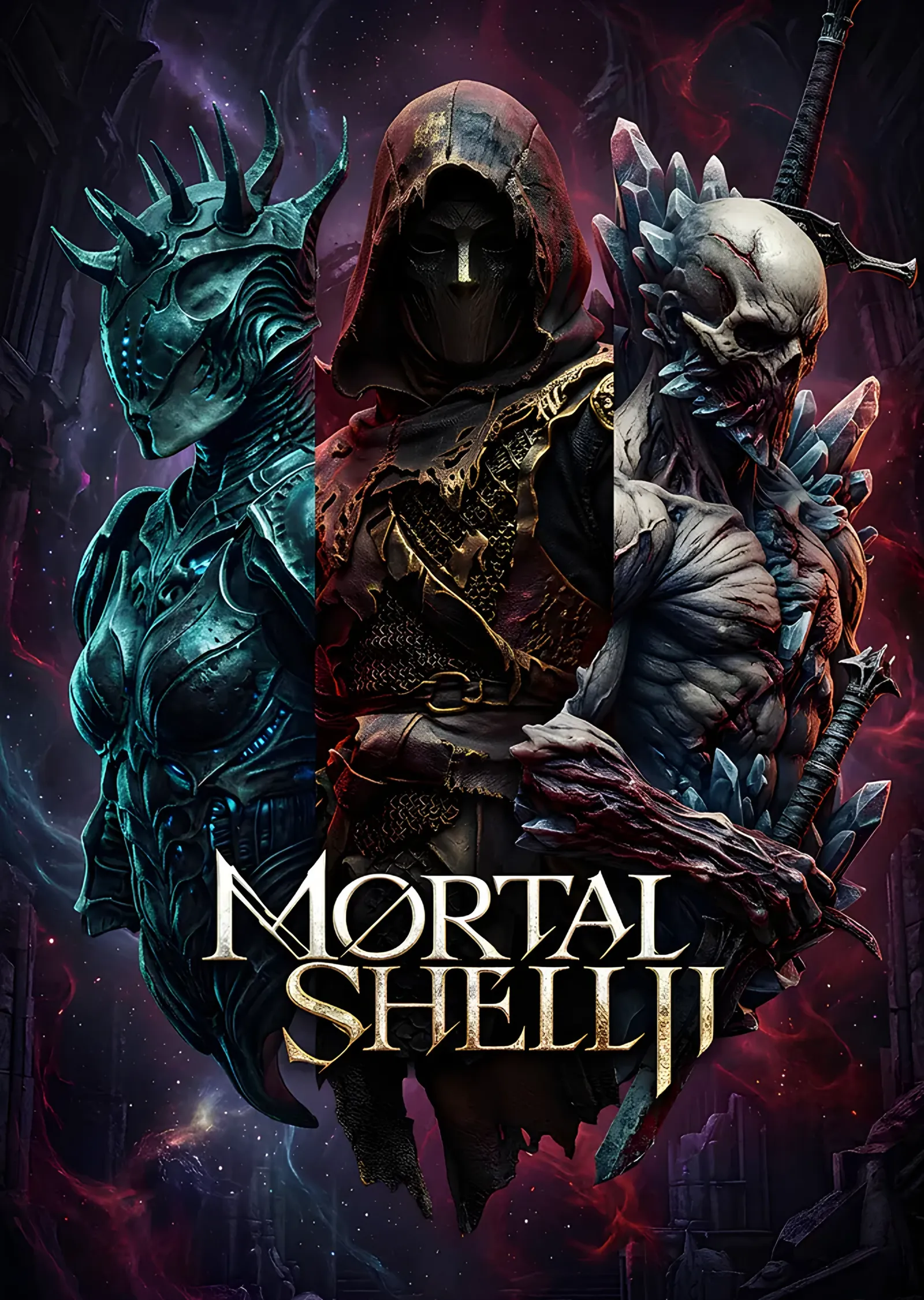 Mortal Shell II: Üç Zırhlı Savaşçı metal tablo