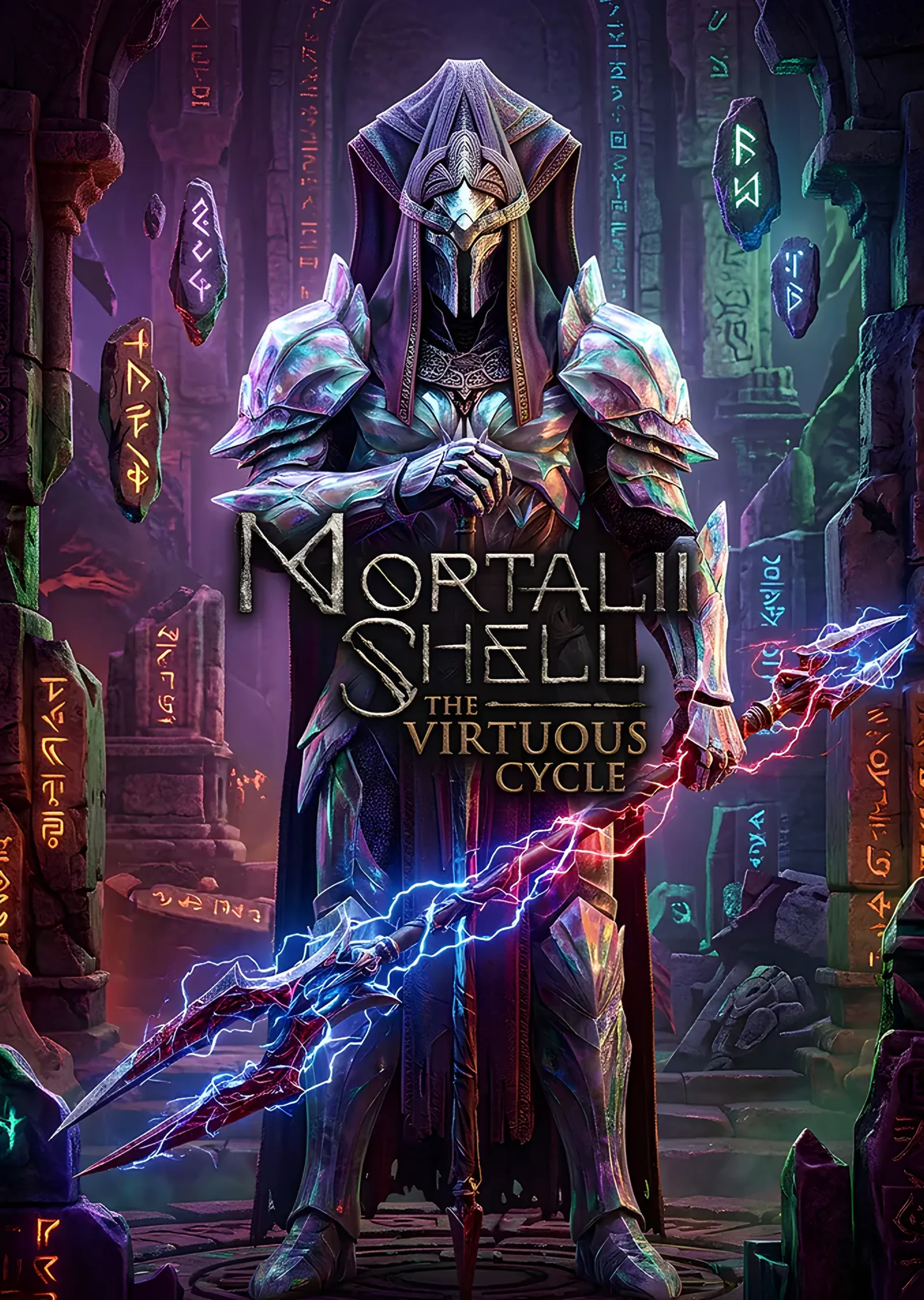 Mortal Shell The Virtuous Cycle: Mavi Şimşekli Zırh metal tablo