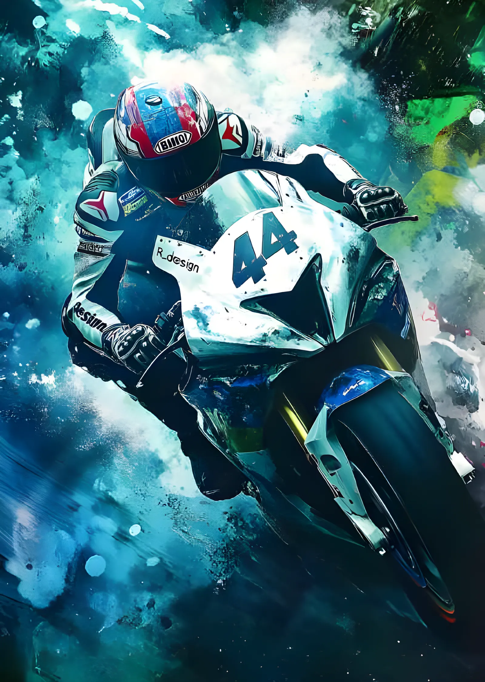 BMW MotoGP 44 Numara - Mavi Duman Virajı metal tablo