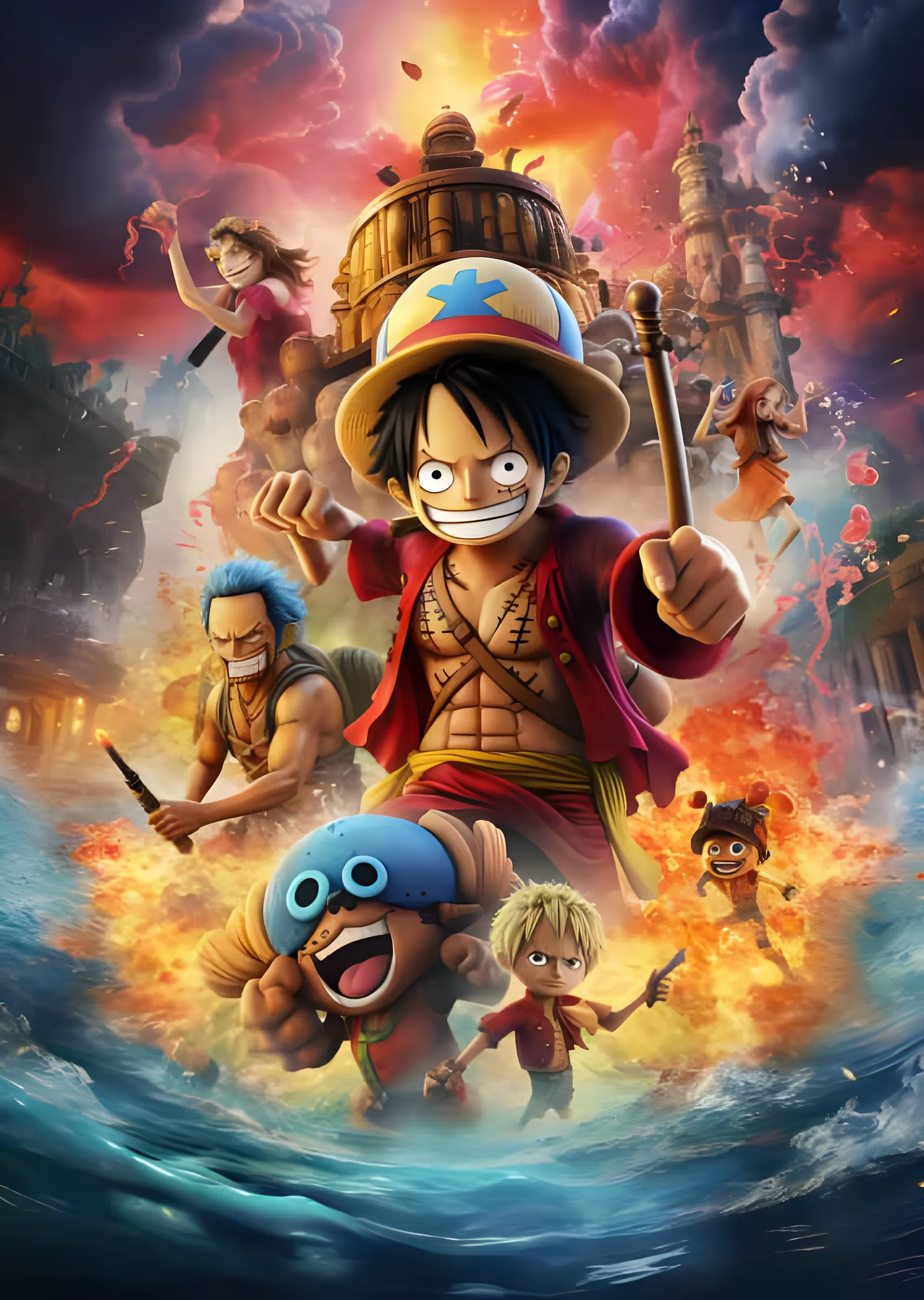 One Piece - Luffy ve Hasır Şapka Mürettebatı metal tablo