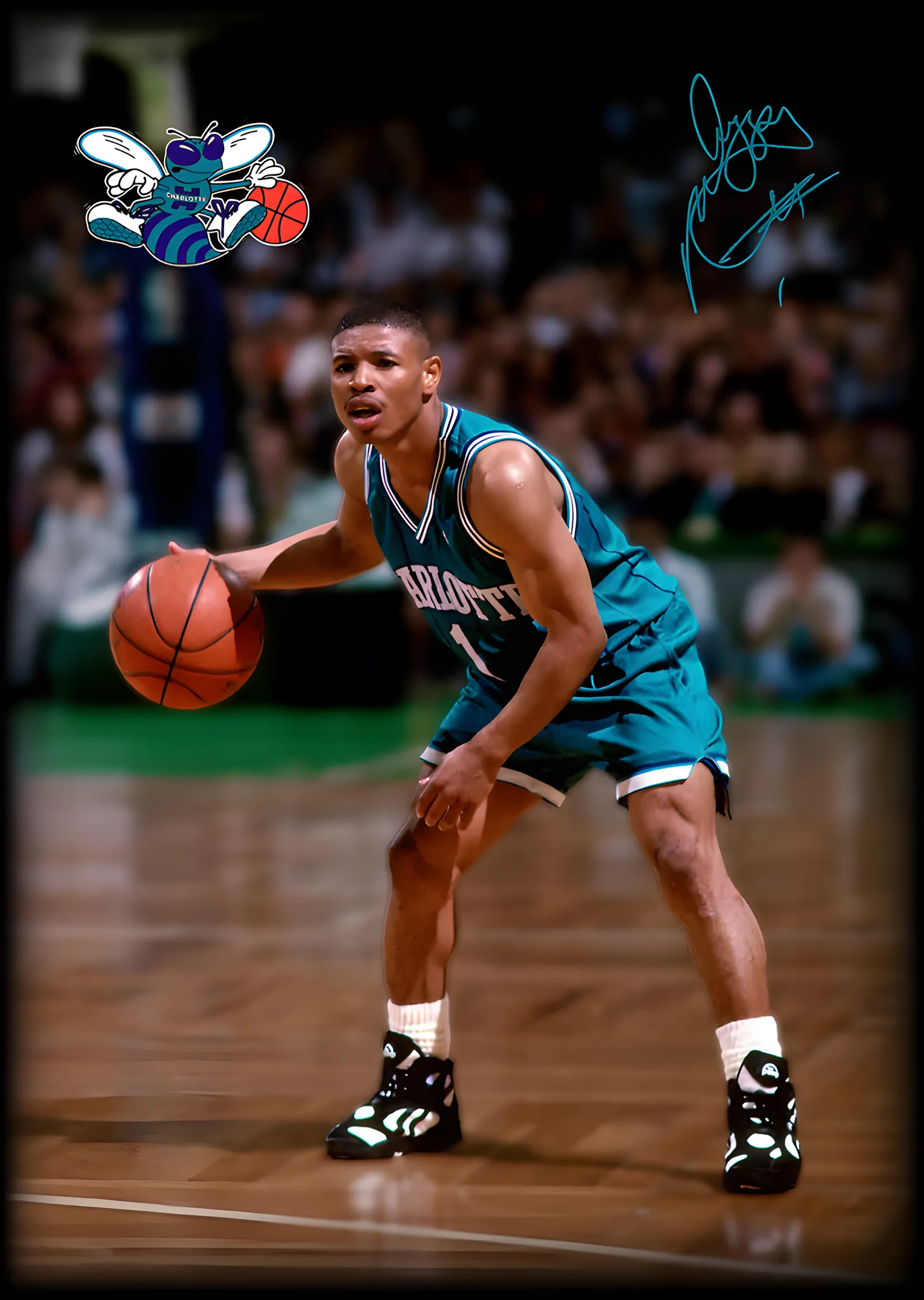Muggsy Bogues - Charlotte Hornets metal tablo