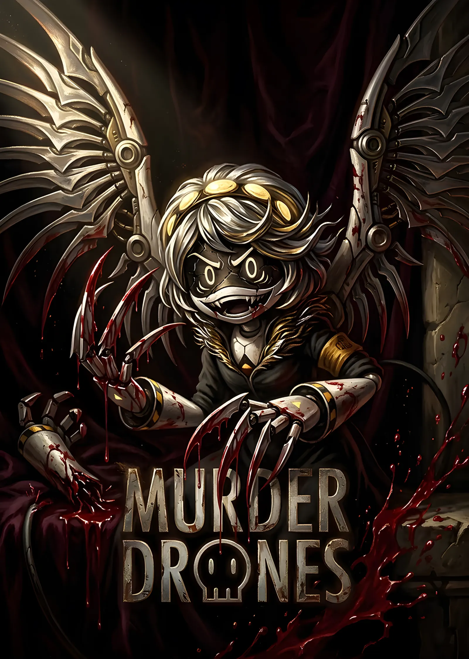 Murder Drones: Altın Kanatlı Melek Drone metal tablo