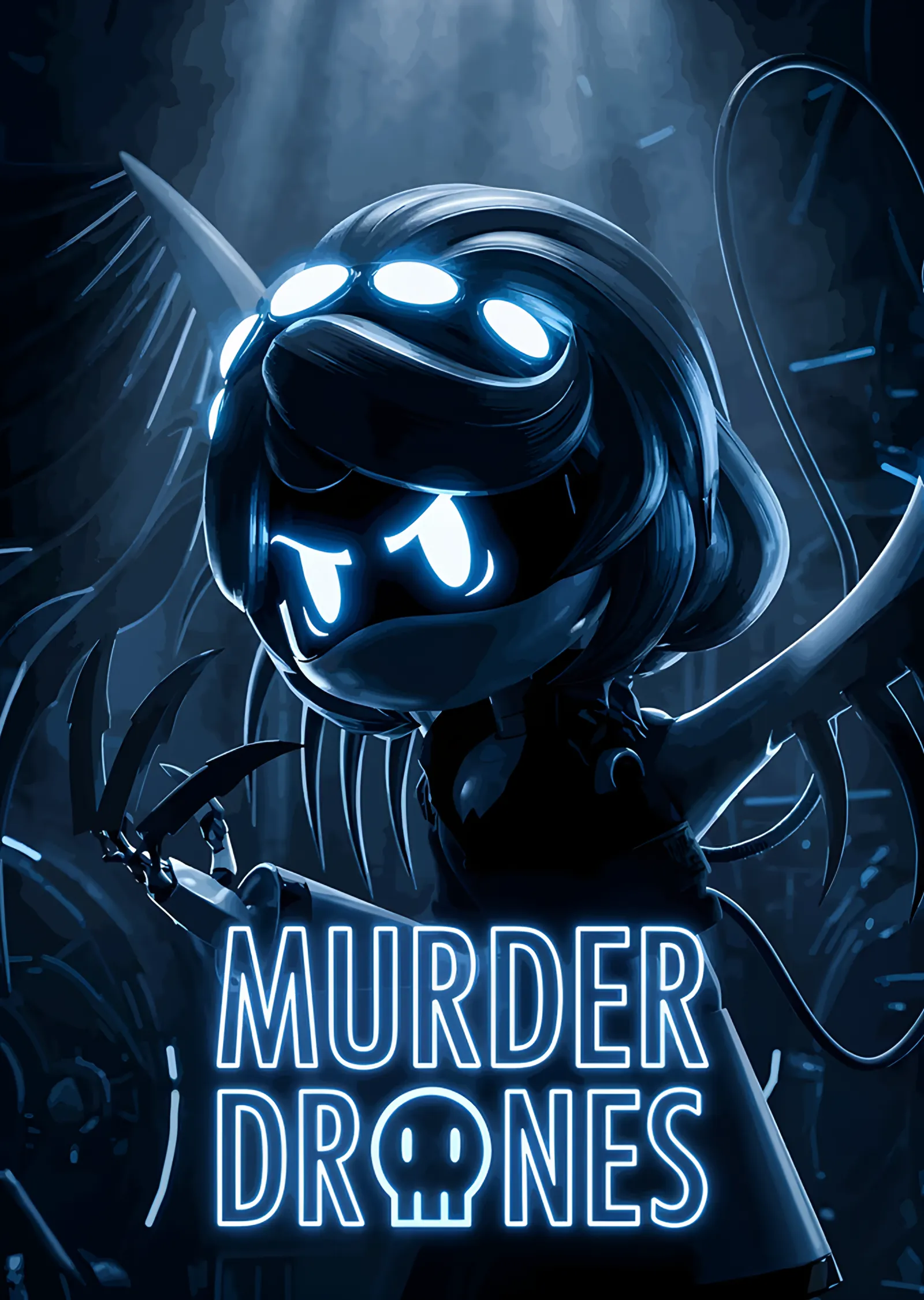 Murder Drones: Mavi Karanlıkta Sırıtan Drone metal tablo