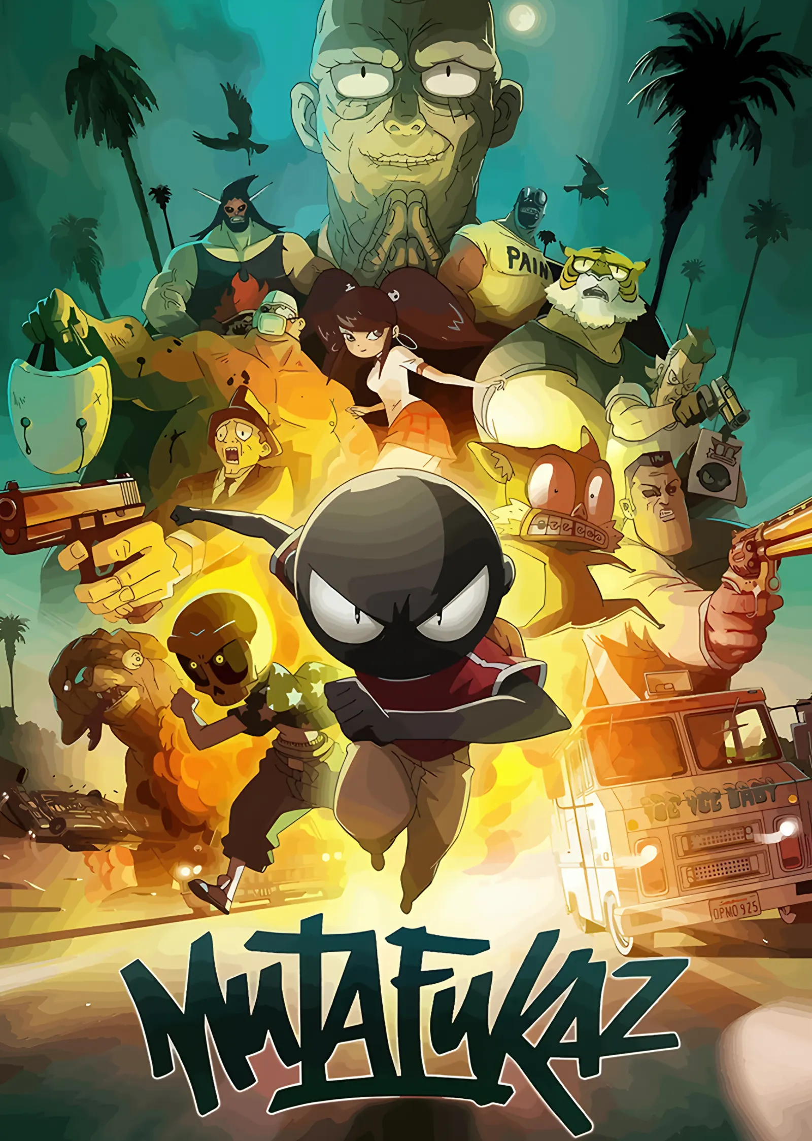 Mutafukaz: Turuncu Şehirde Karakter Kalabalığı metal tablo