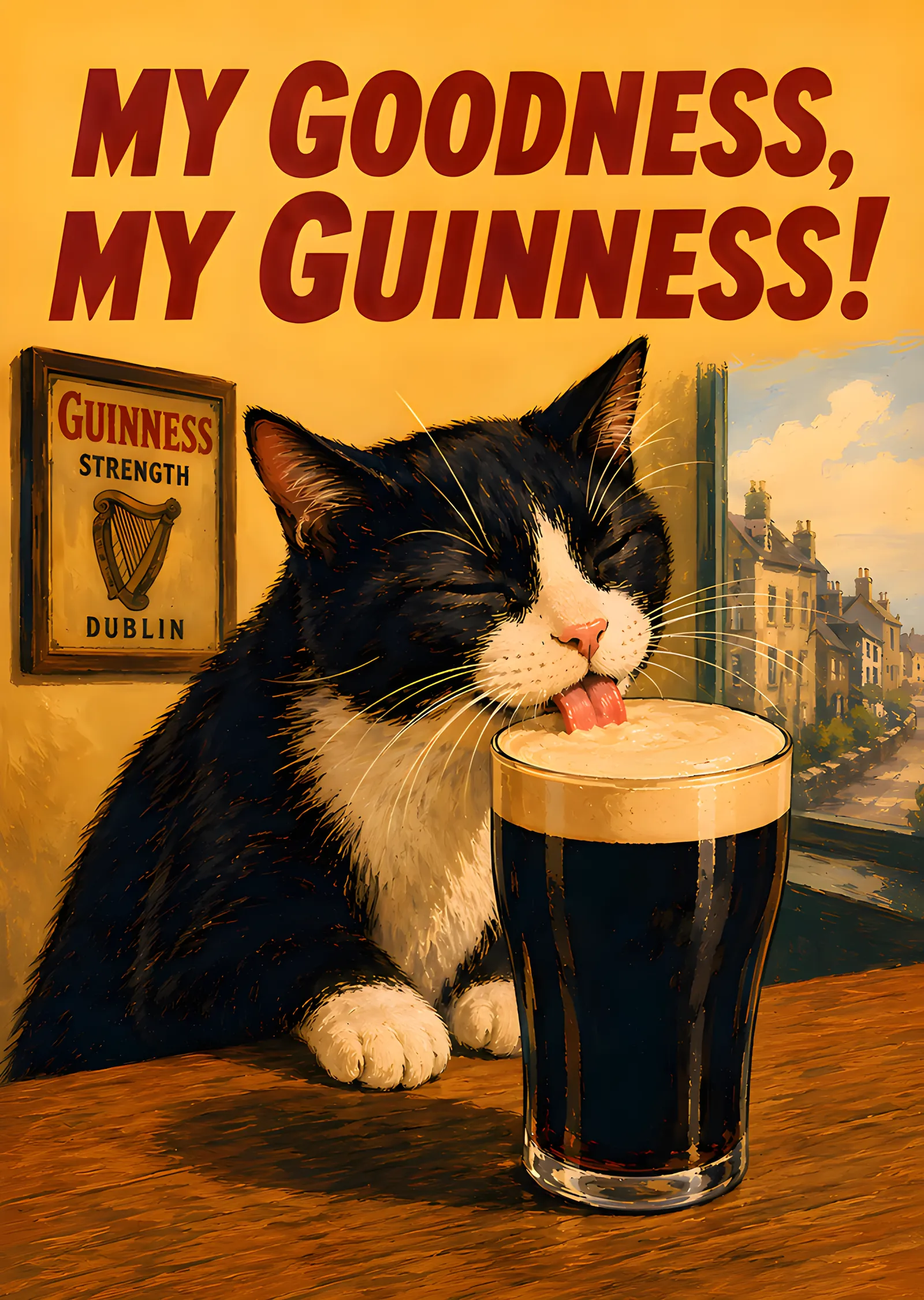 My Goodness My Guinness: Bardaktaki Kedi metal tablo