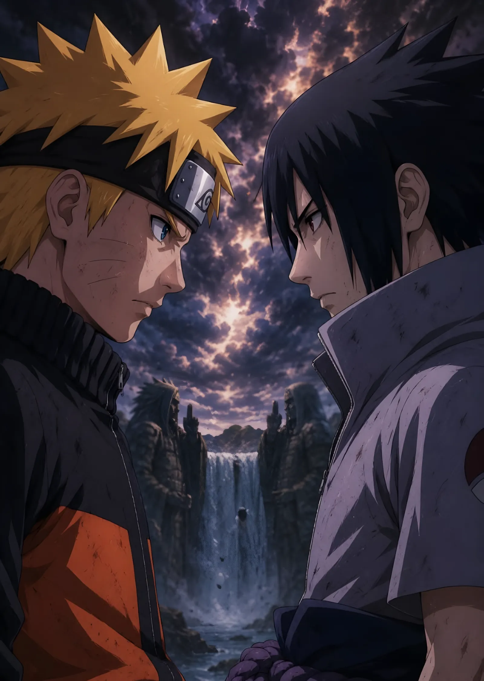 Naruto ve Sasuke - Bulutların Altında metal tablo