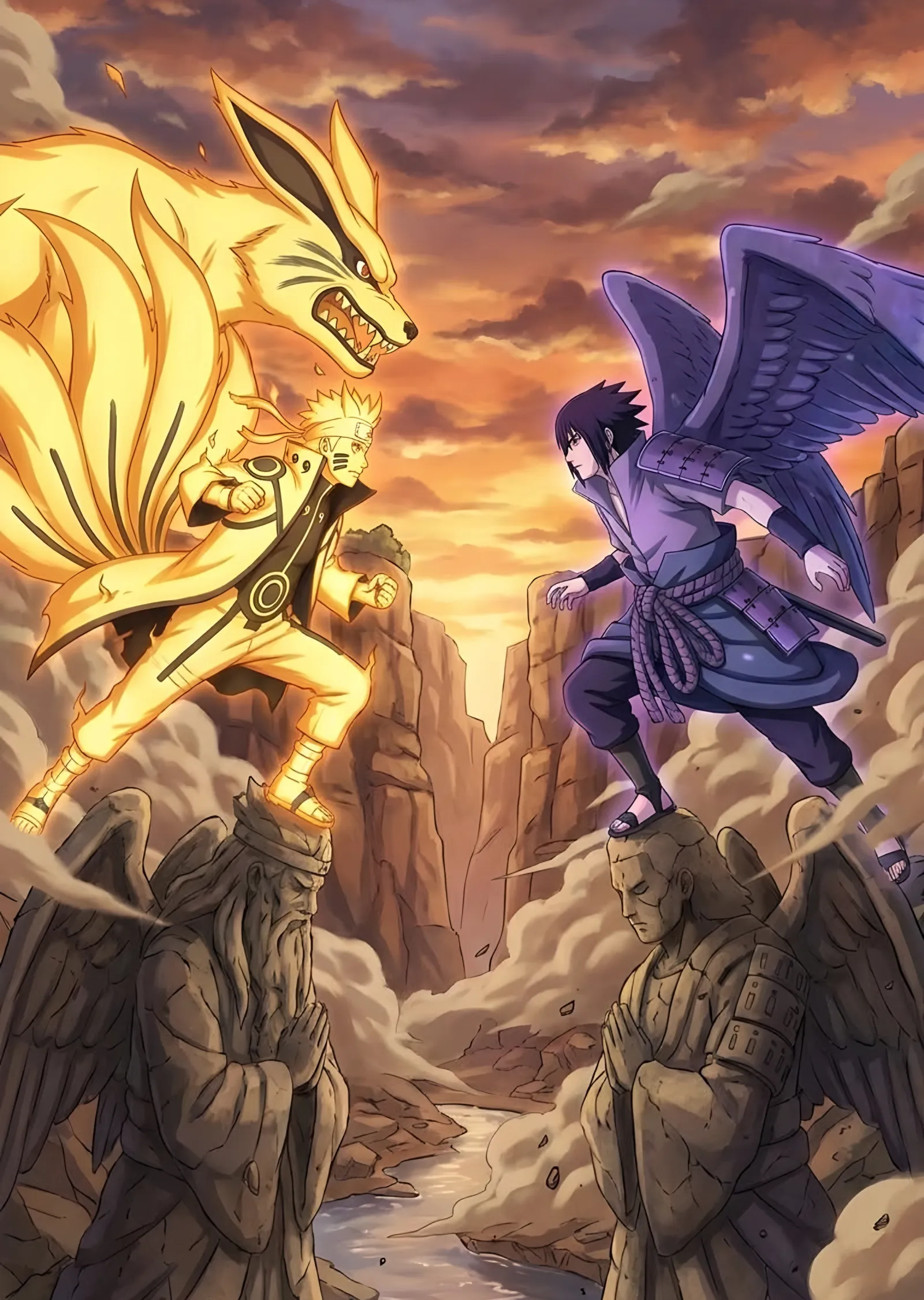 Naruto ve Sasuke - Kurama ve Susanoo metal tablo