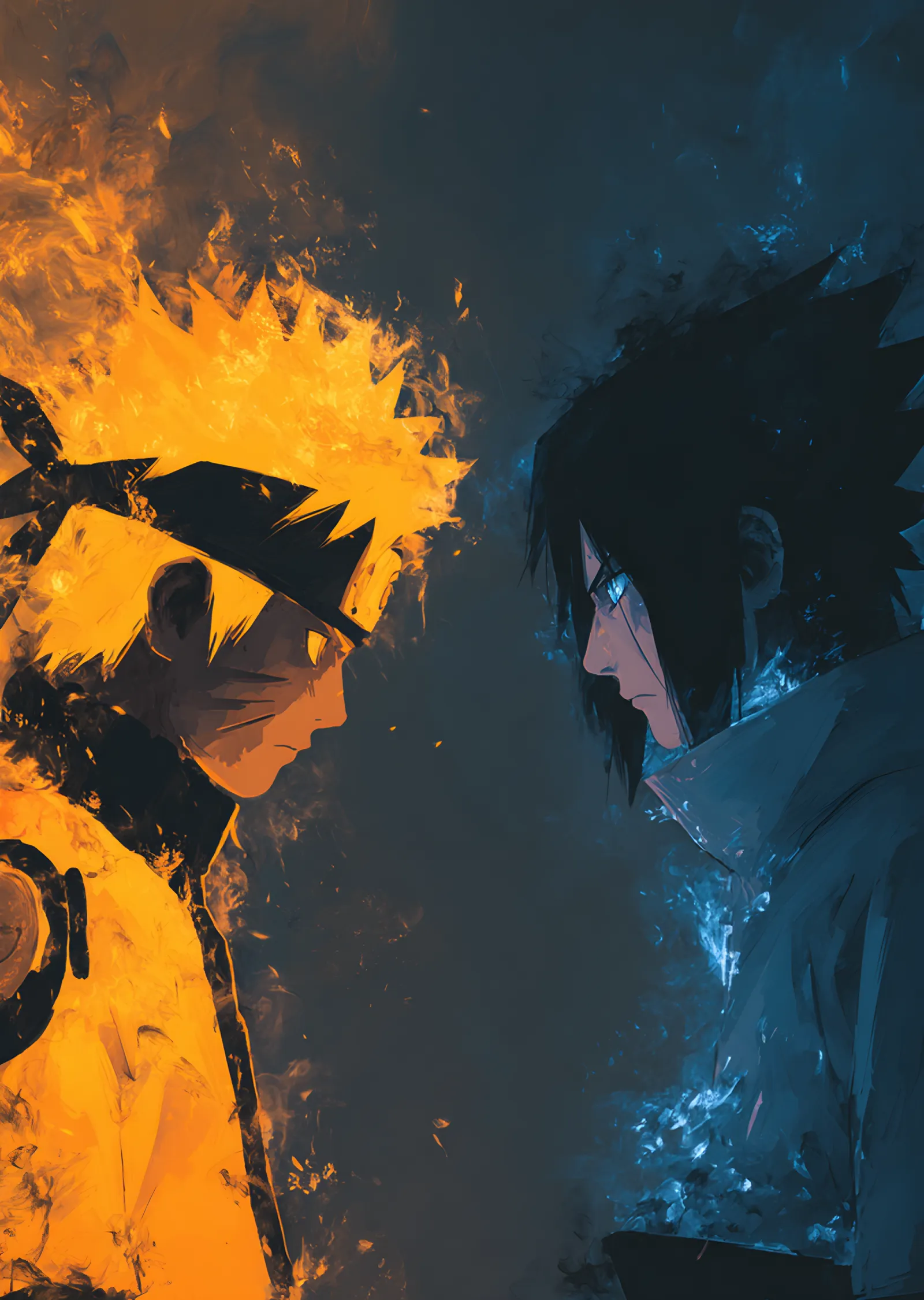 Naruto ve Sasuke - Turuncu ve Mavi metal tablo