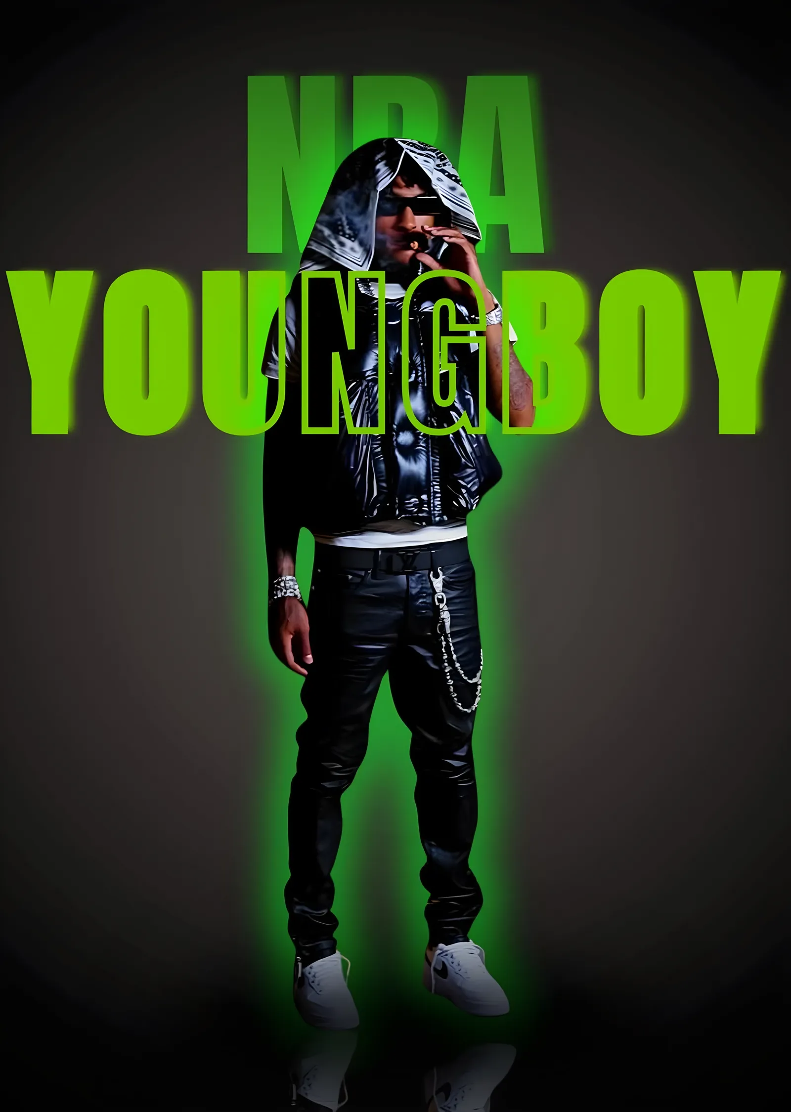 NBA YoungBoy - Neon Yeşil Afiş metal tablo