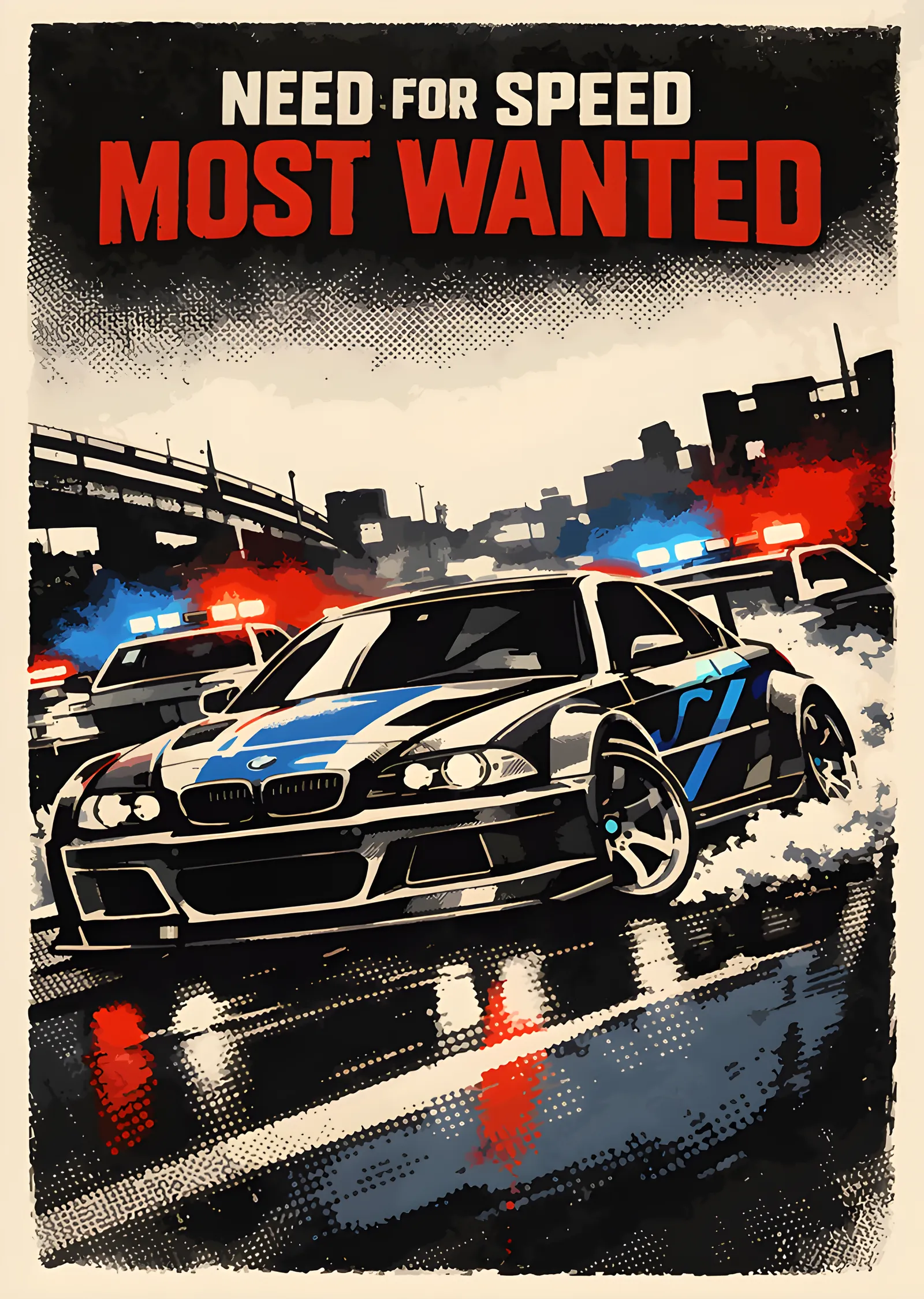 Need for Speed: Most Wanted - Retro Baskı metal tablo