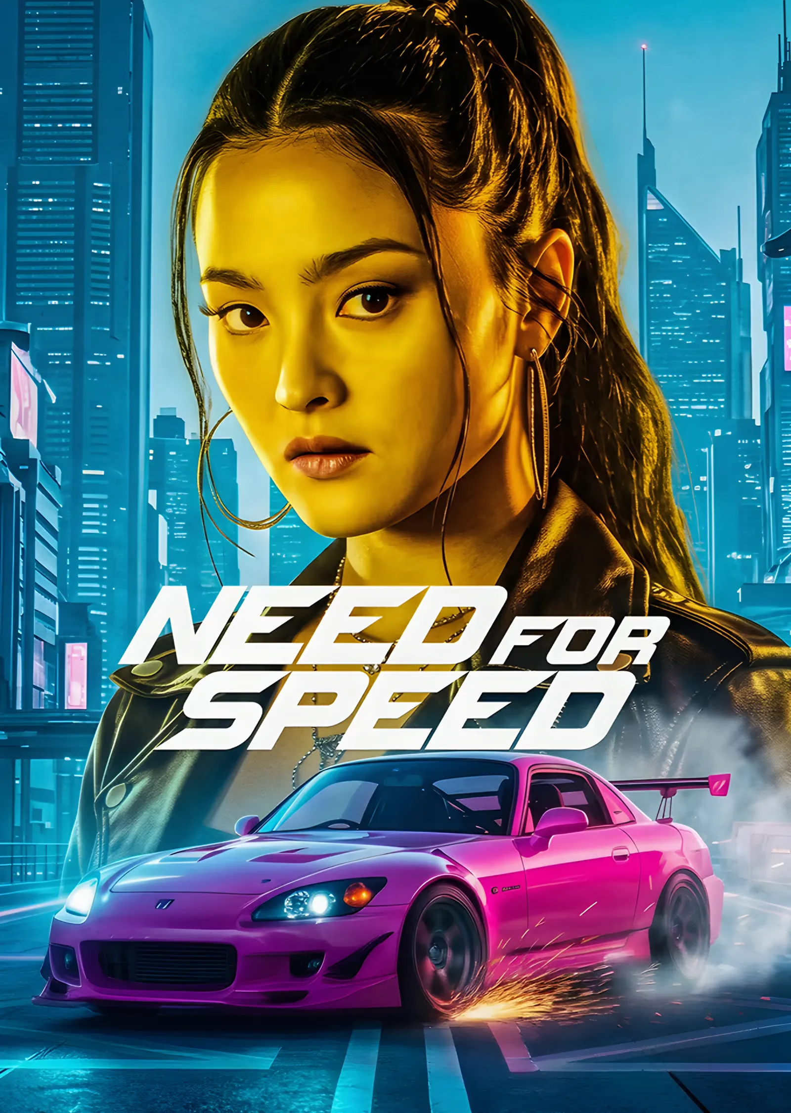 Need for Speed: Pembe Spor Otomobil ve Portre metal tablo
