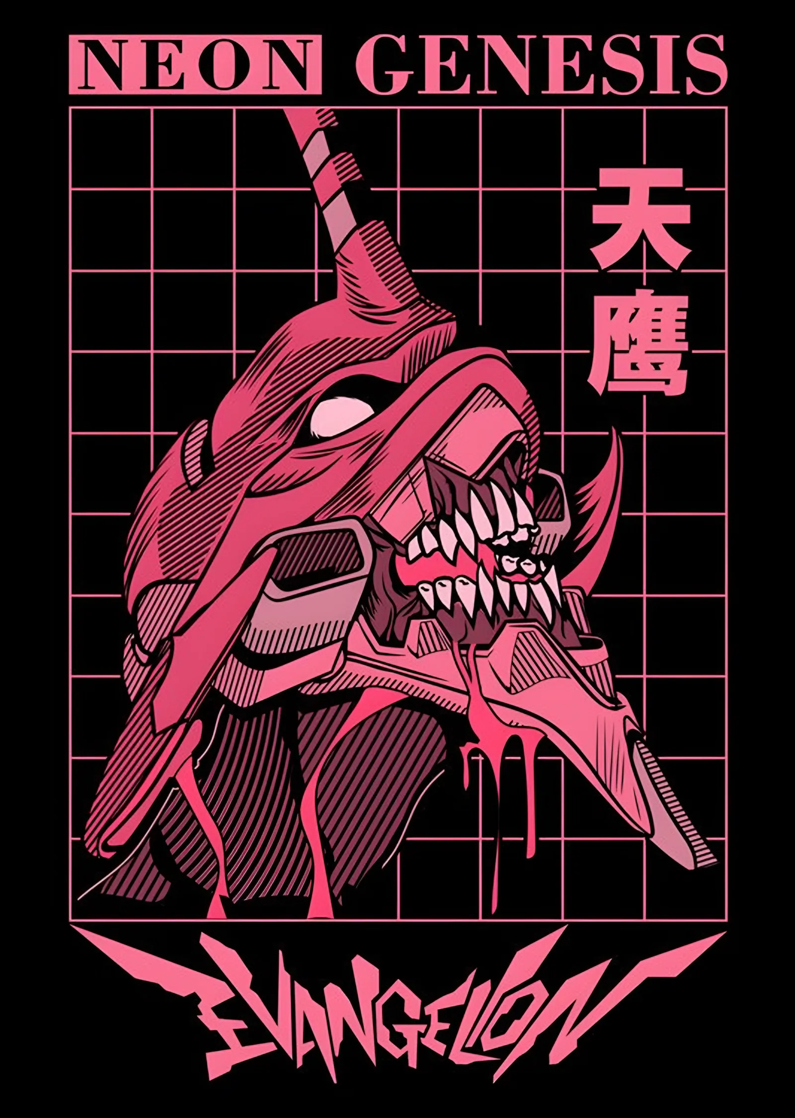 Neon Genesis Evangelion - Neon Pembe Eva metal tablo
