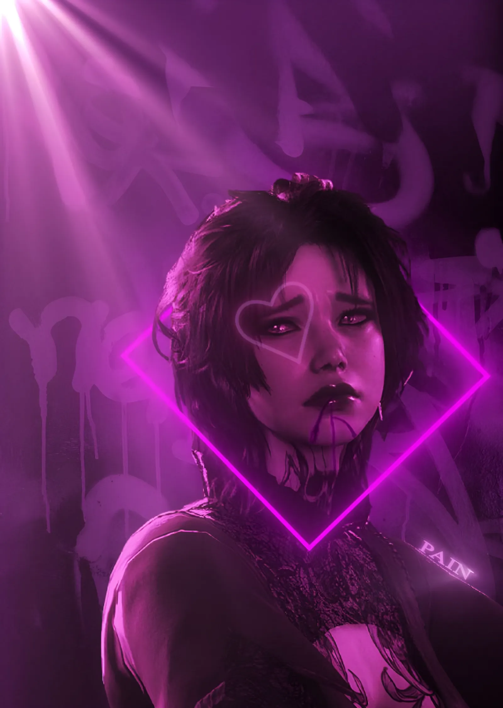 Baldur's Gate 3 - Evelyn Neon Işıkta metal tablo
