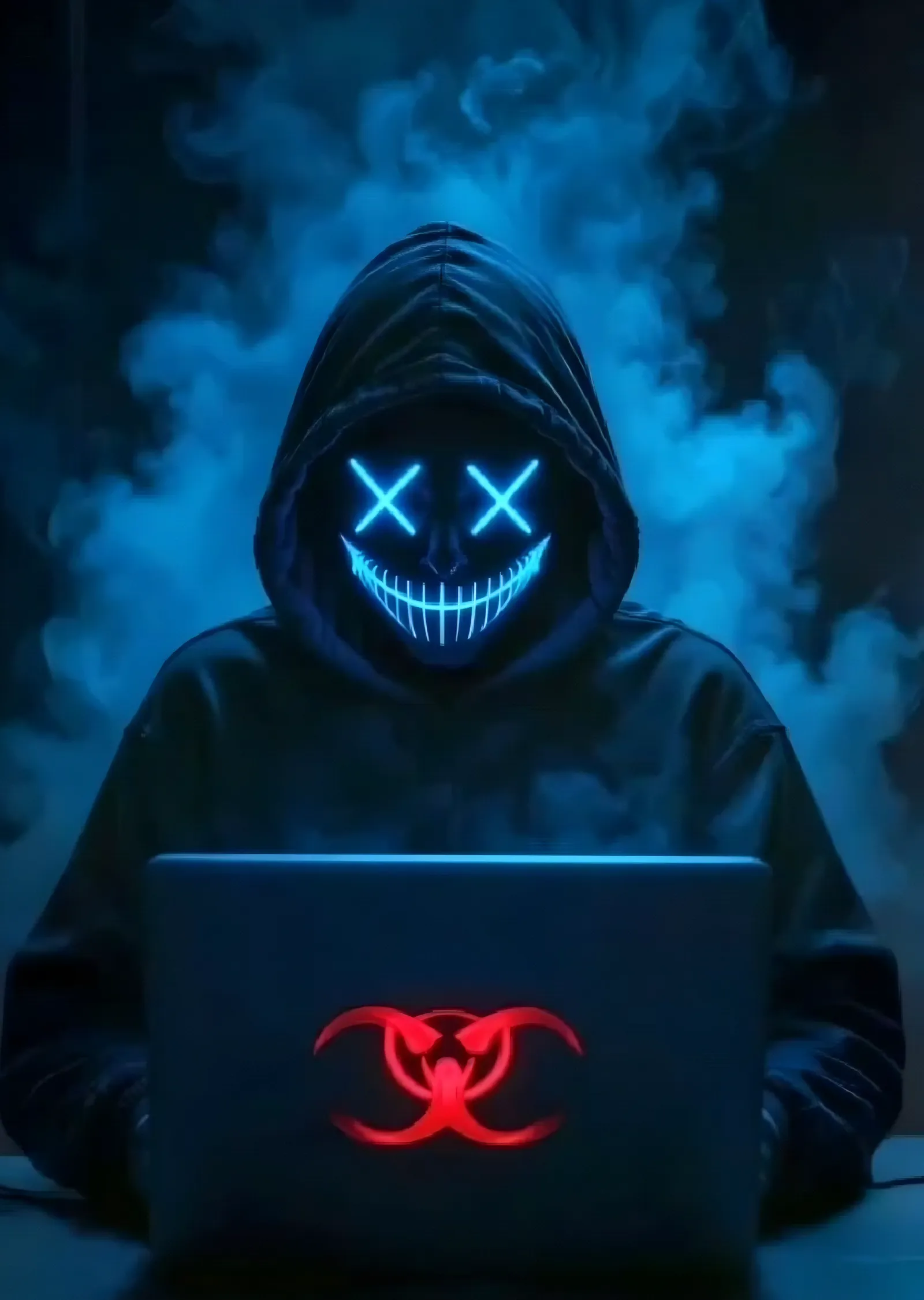 Neon Maskeli Hacker: Mavi Duman metal tablo