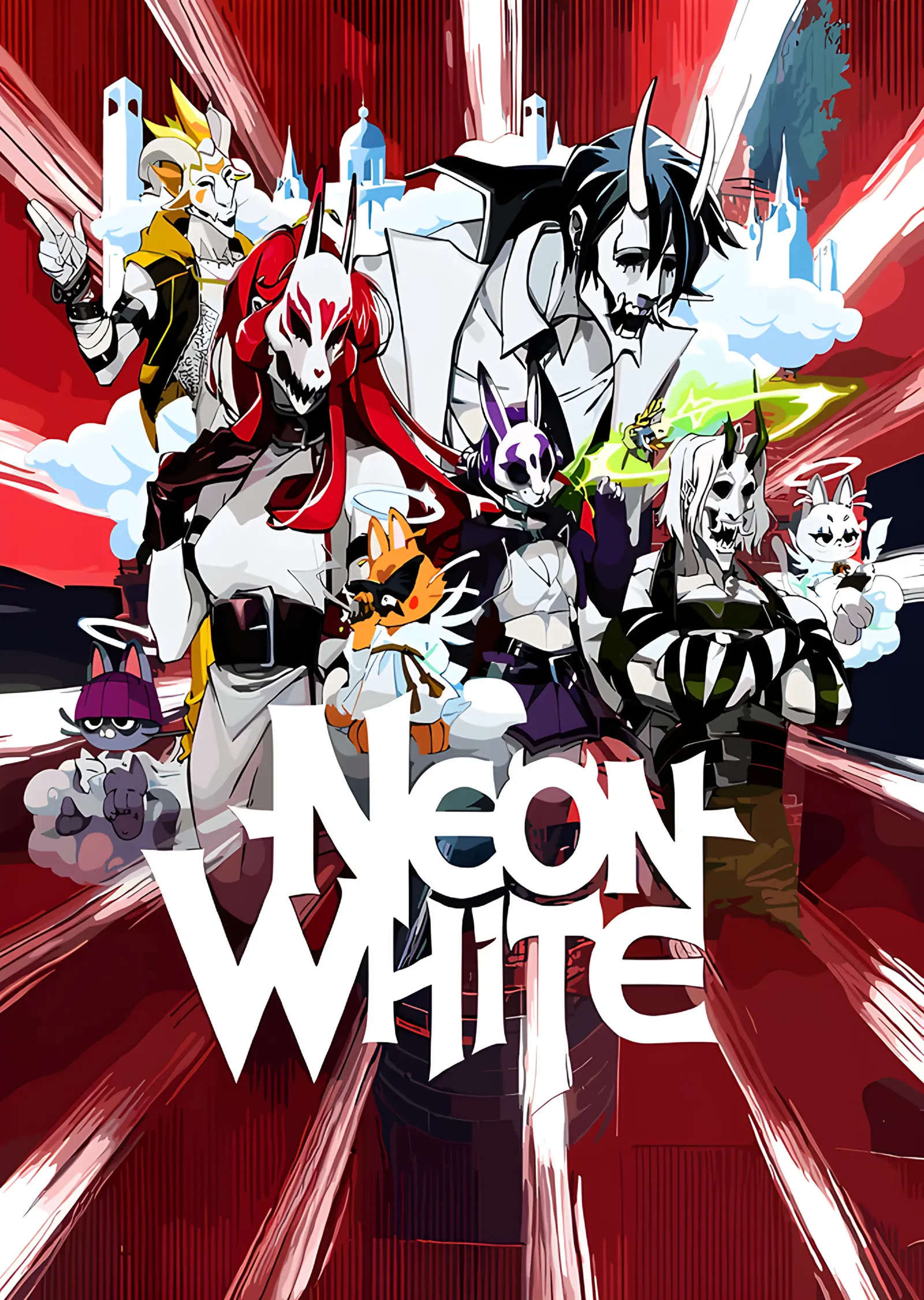 Neon White: Kırmızı Işınlarda Maskeli Kadro metal tablo