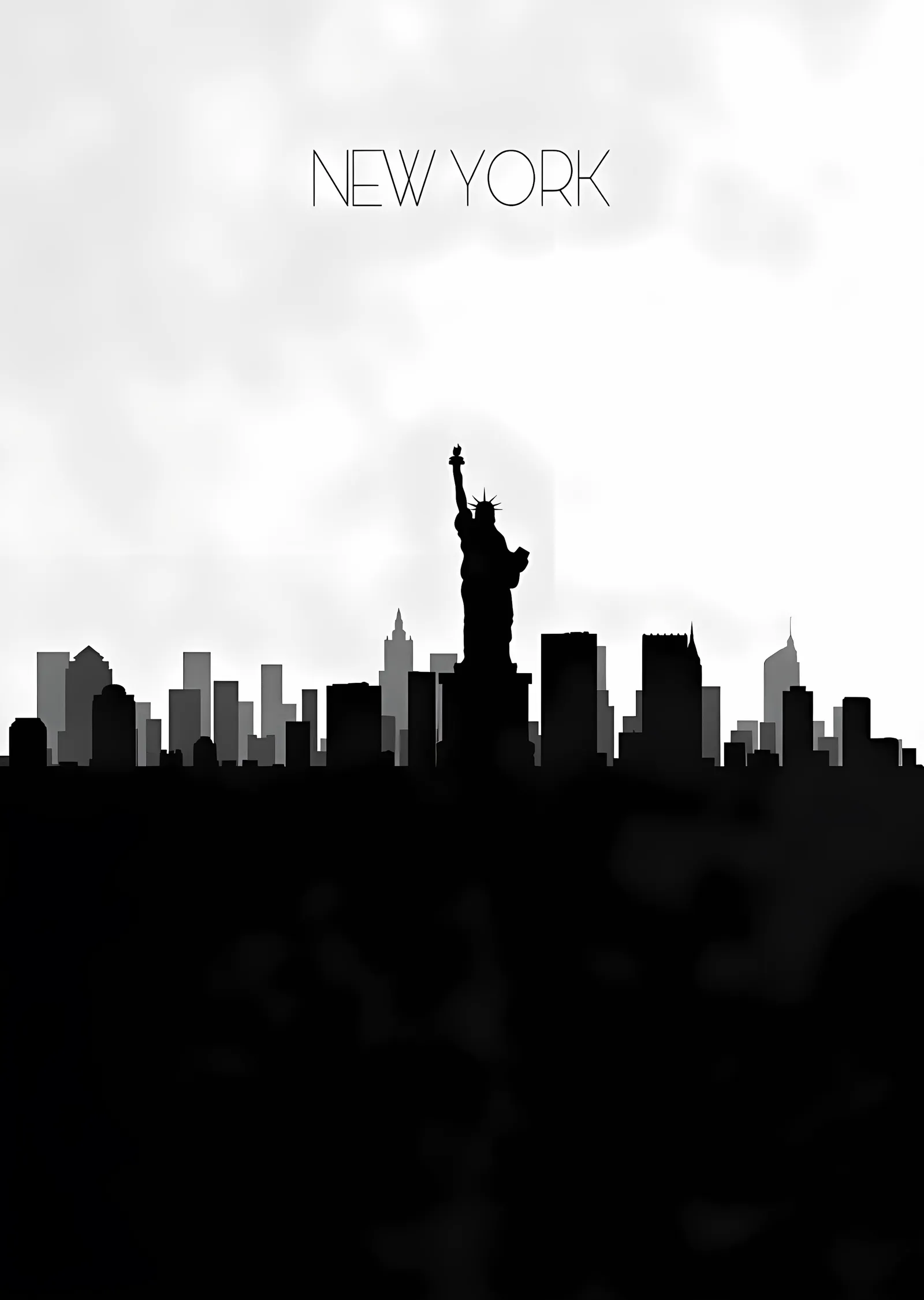 New York Silueti metal tablo