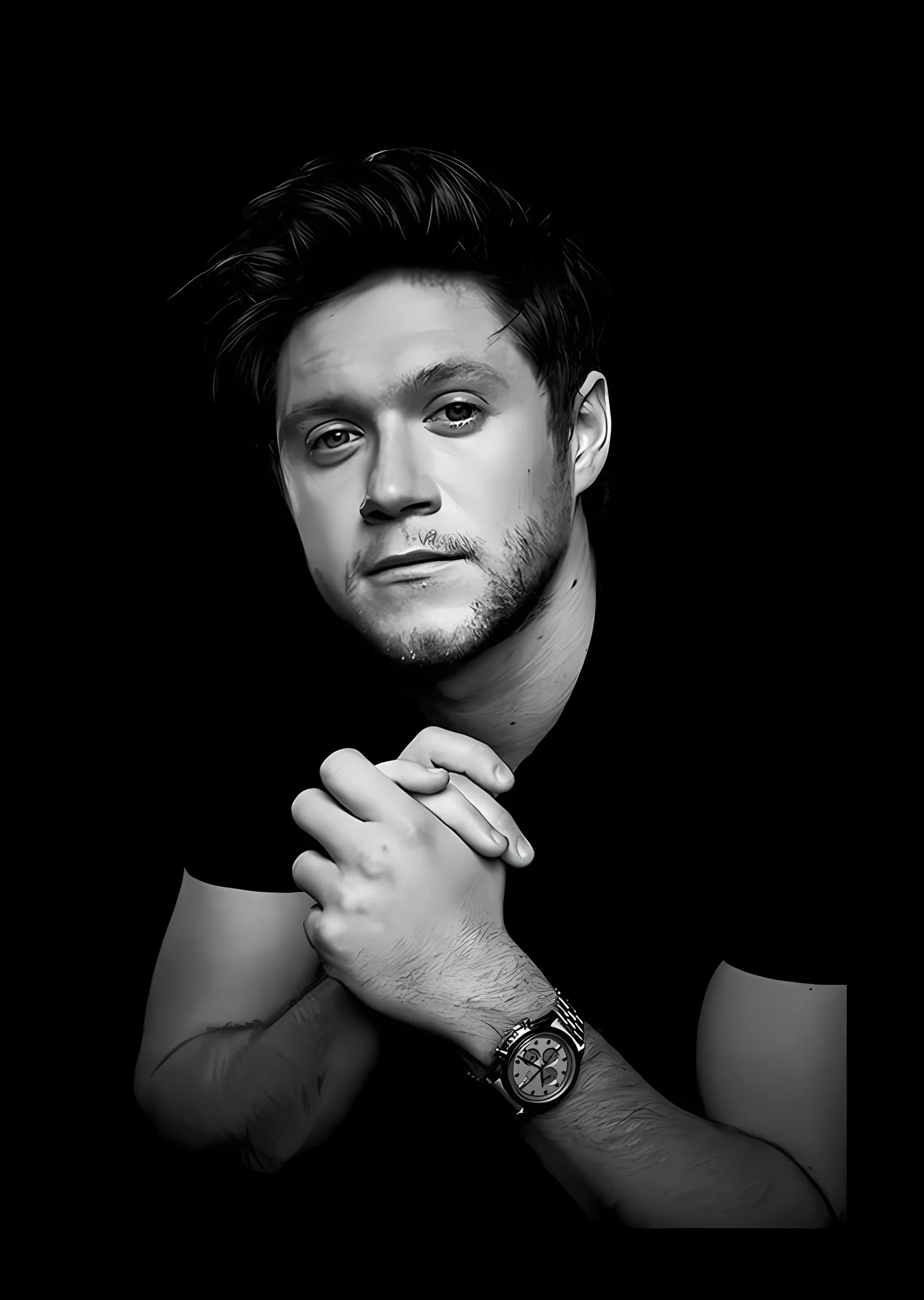 Niall Horan: Siyah Beyaz Portre metal tablo