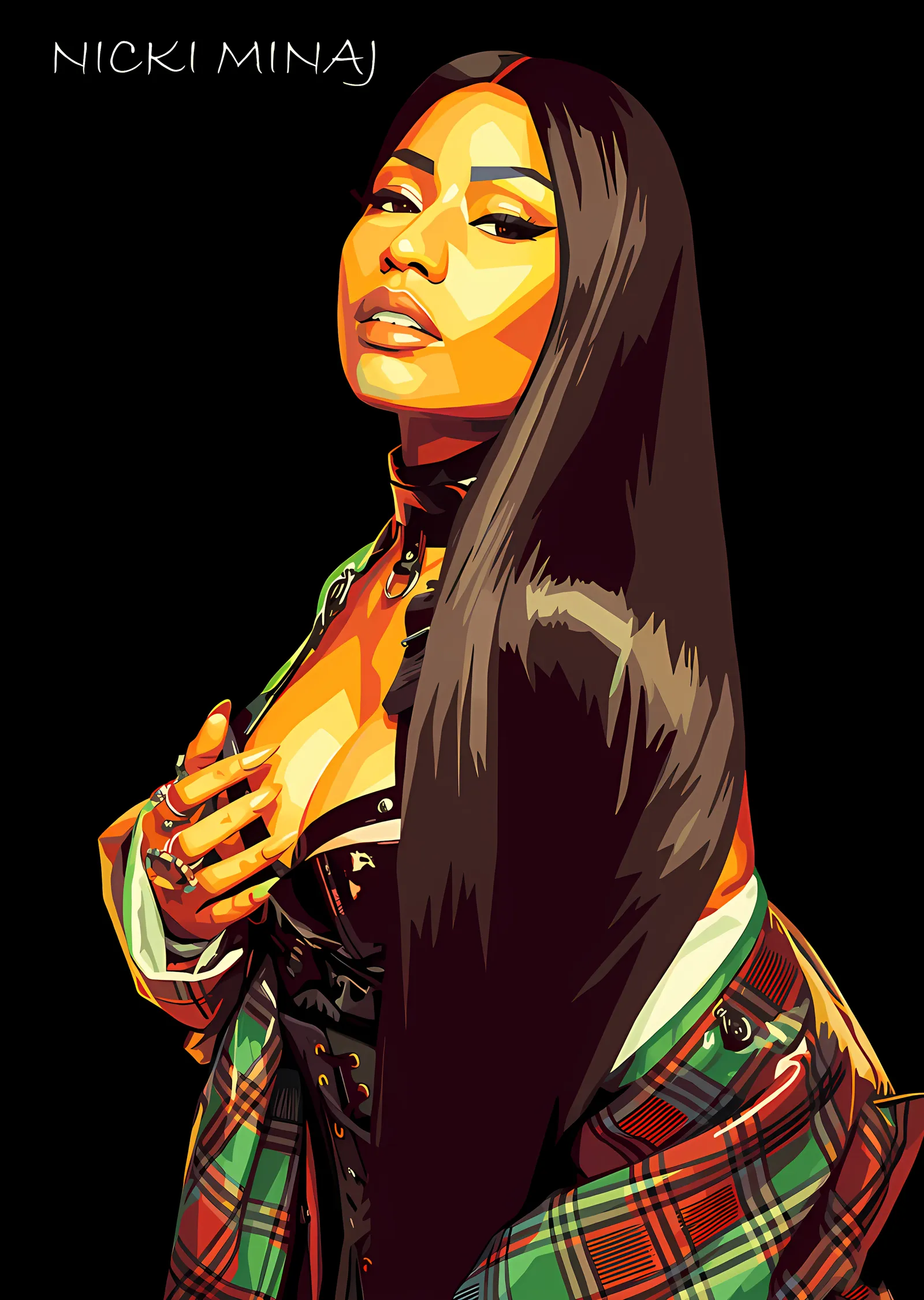 Nicki Minaj: Ekose Ceket Boyaması metal tablo